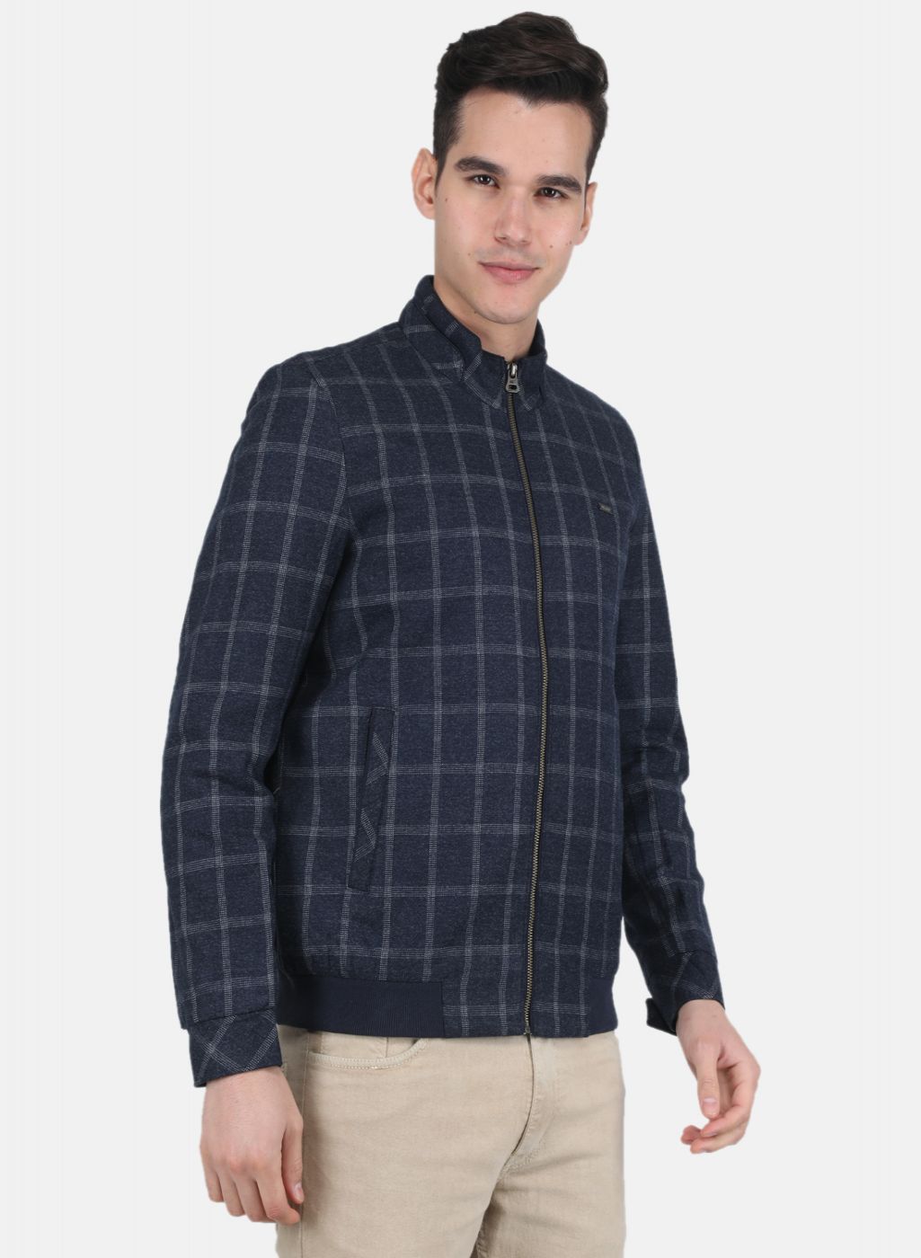 Men NAvy Blue Check Coat