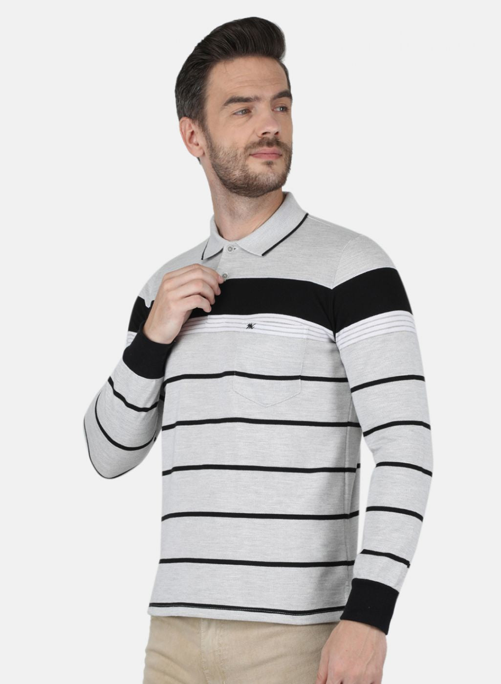 Men Grey Stripe T-Shirt
