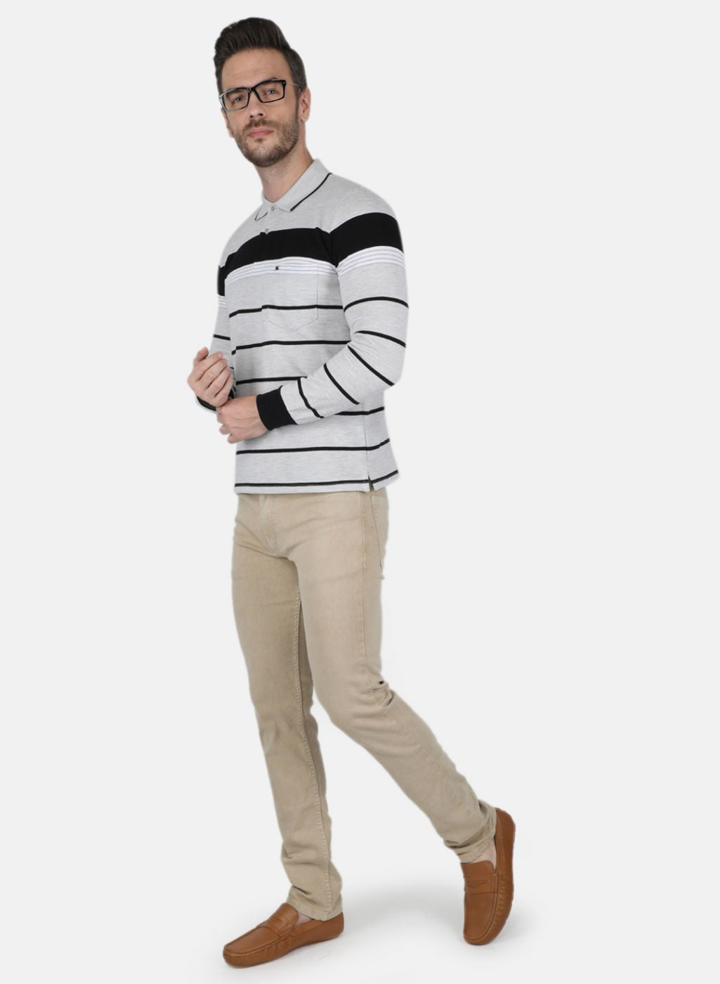 Men Grey Stripe T-Shirt
