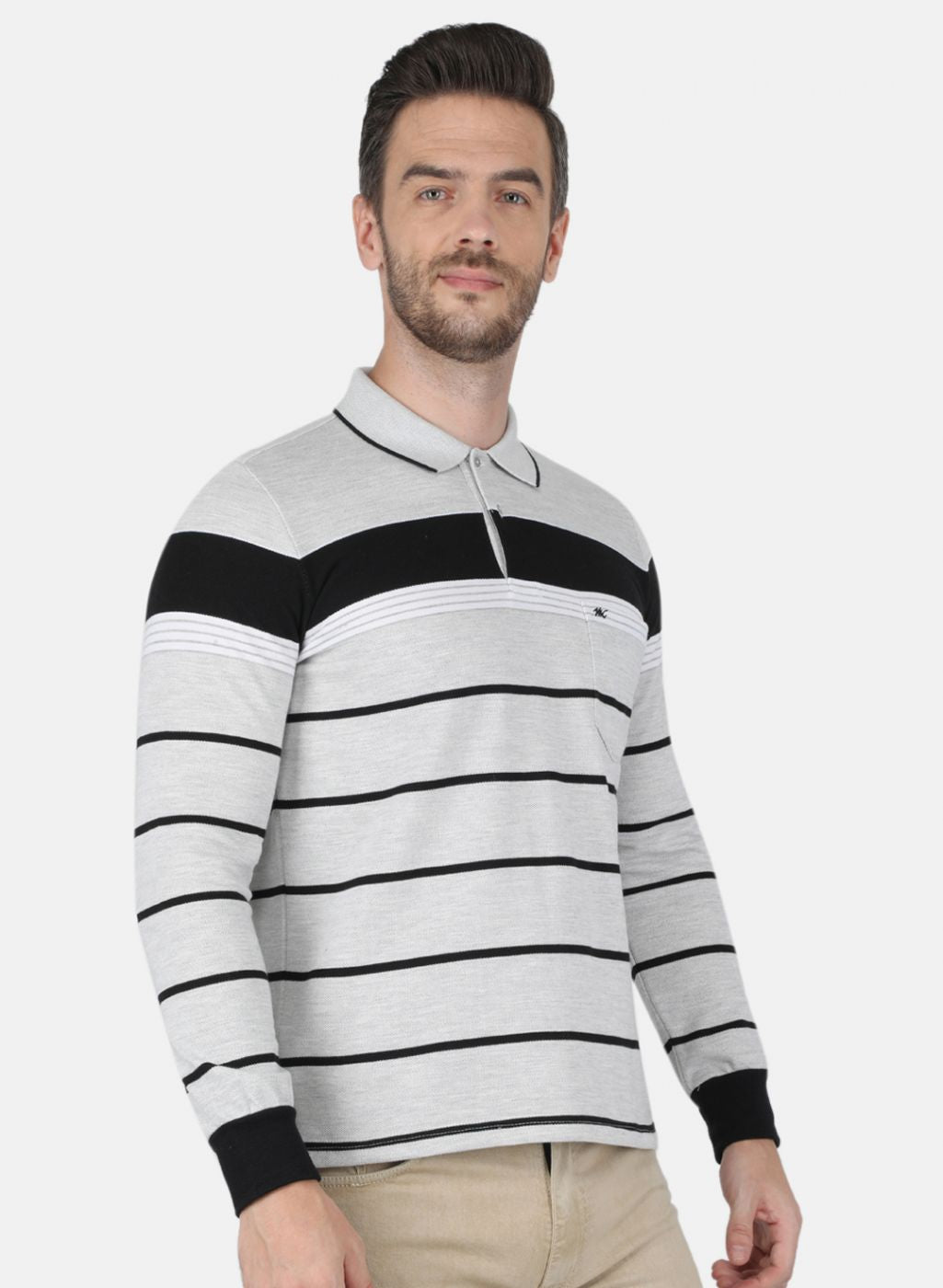 Men Grey Stripe T-Shirt