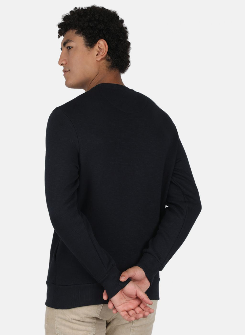 Men NAvy Blue Solid Sweatshirt