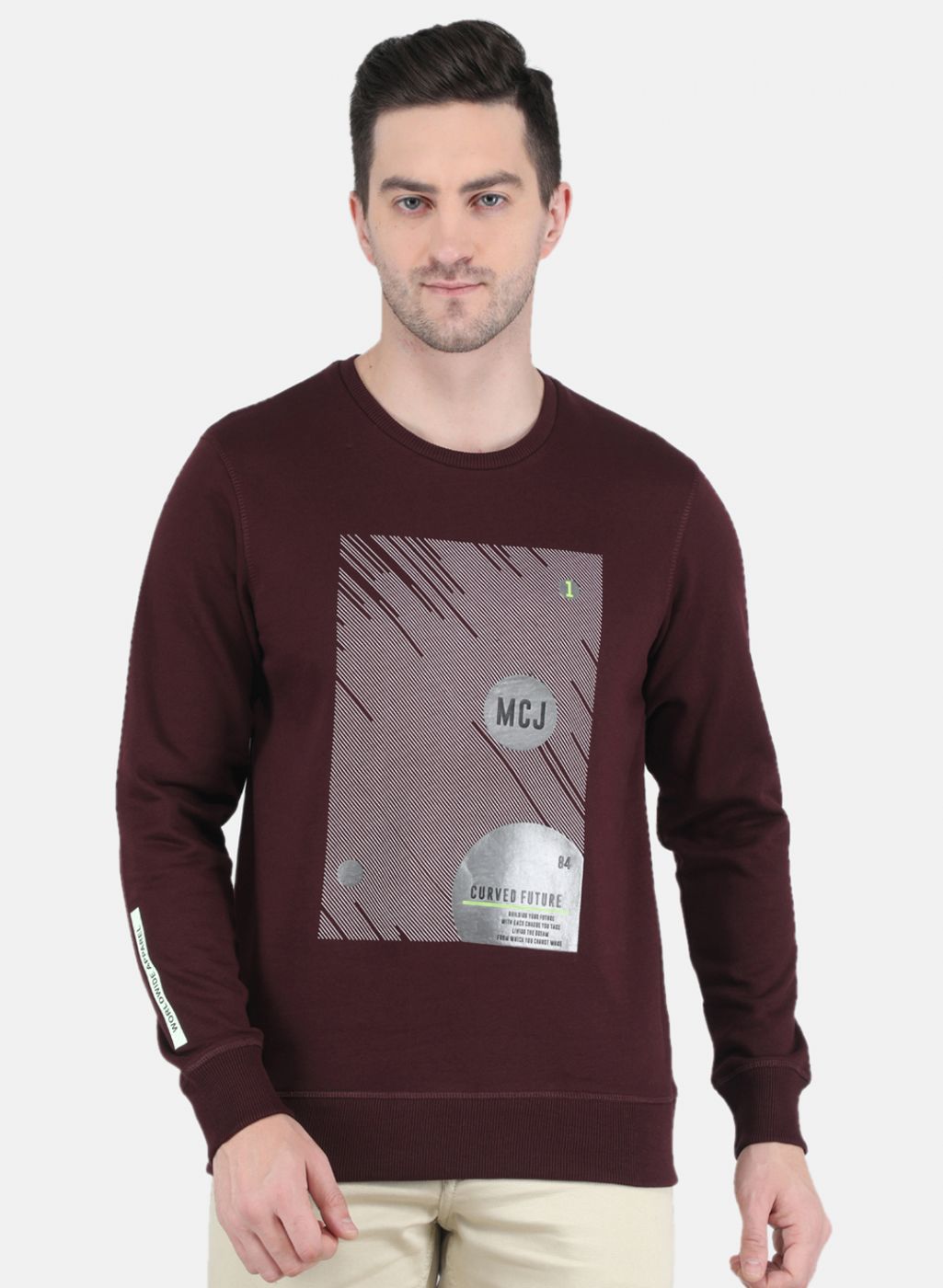 Men Maroon Printed Sweatshirt