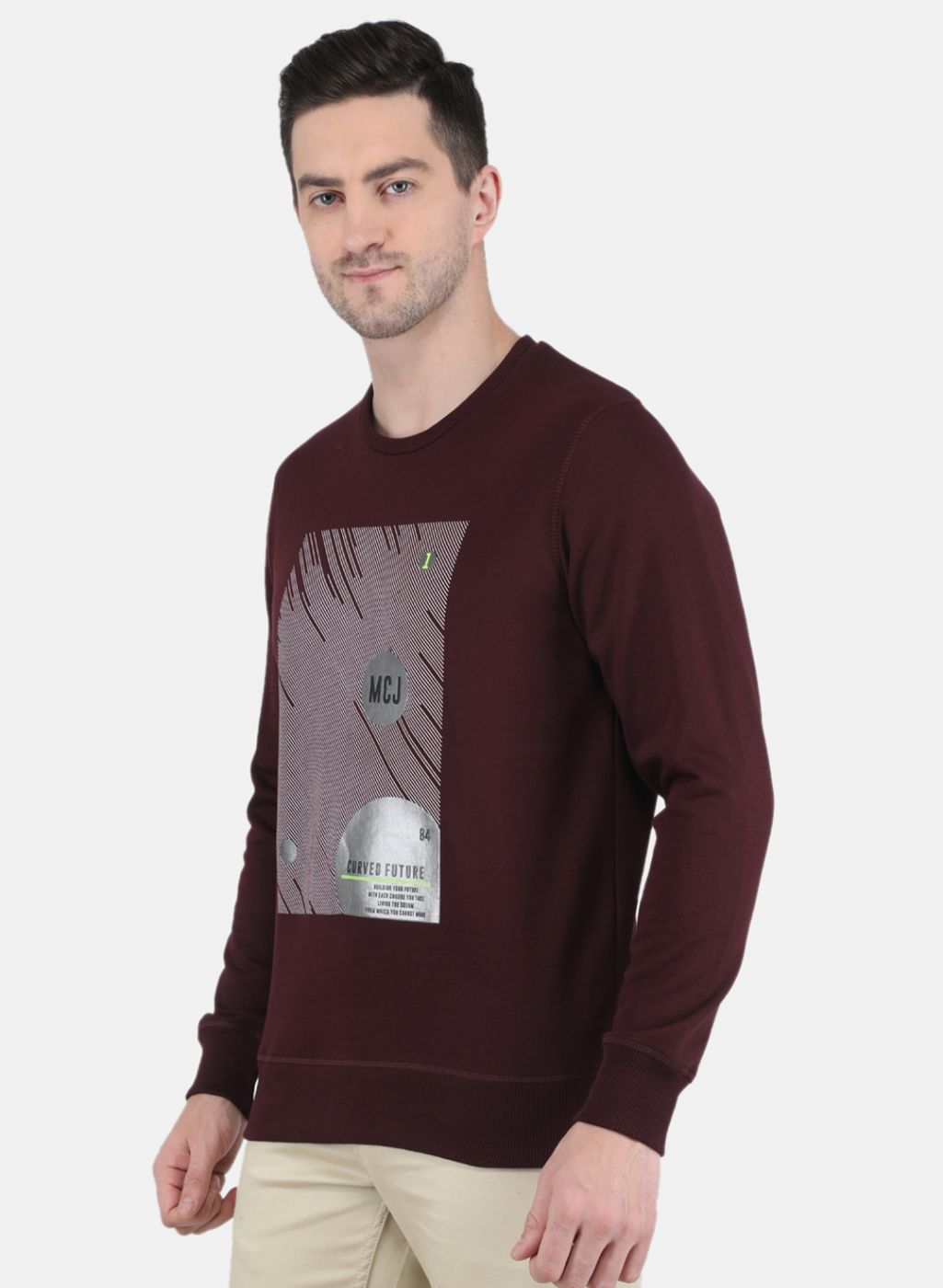 Men Maroon Printed Sweatshirt