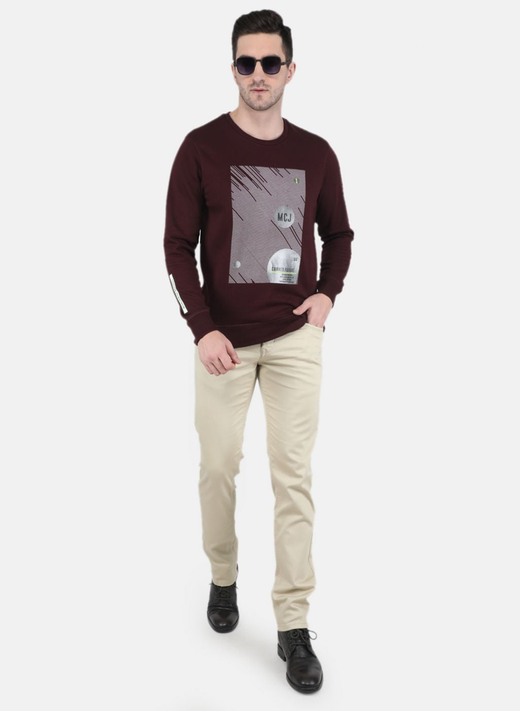 Men Maroon Printed Sweatshirt