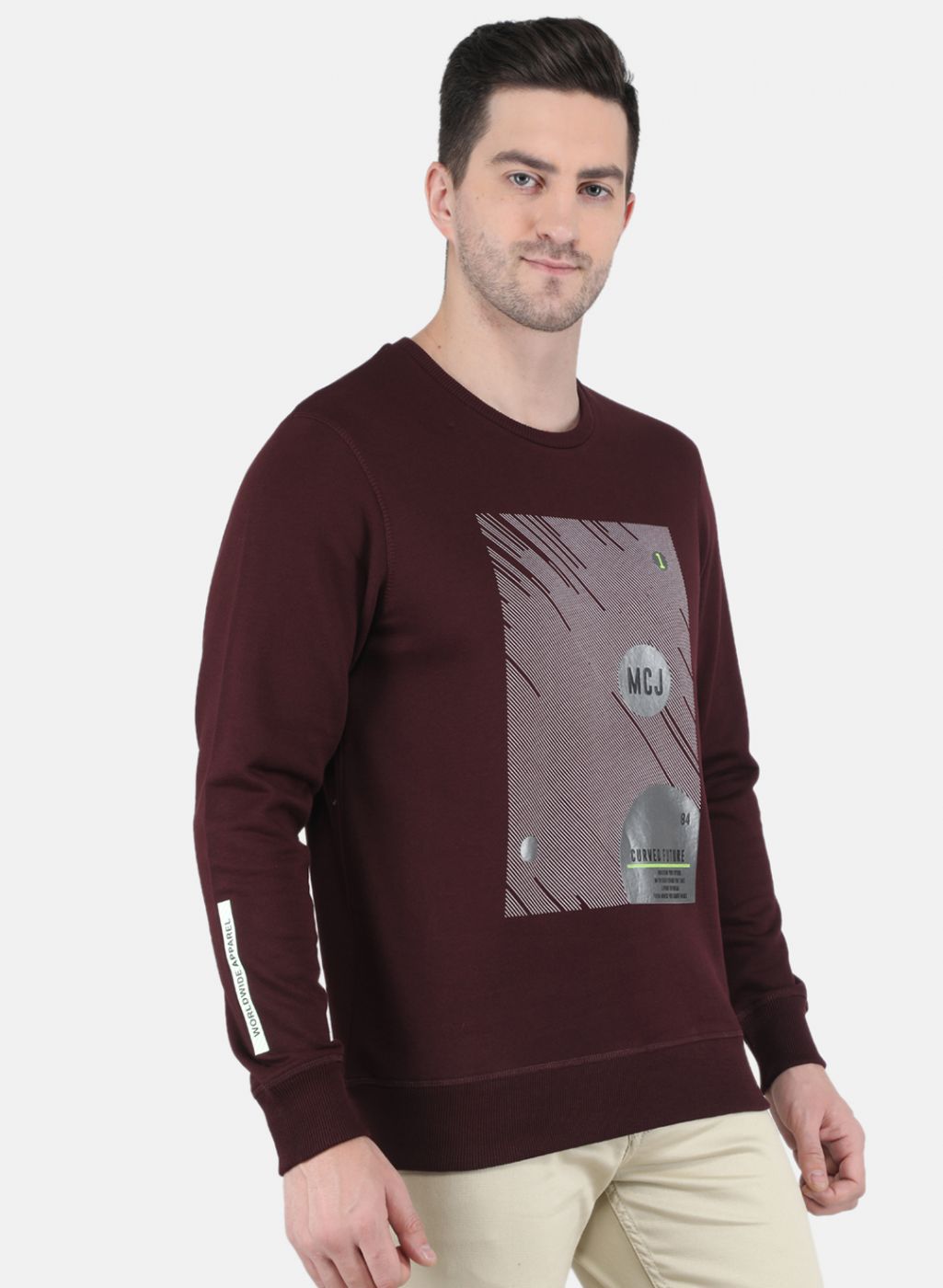 Men Maroon Printed Sweatshirt