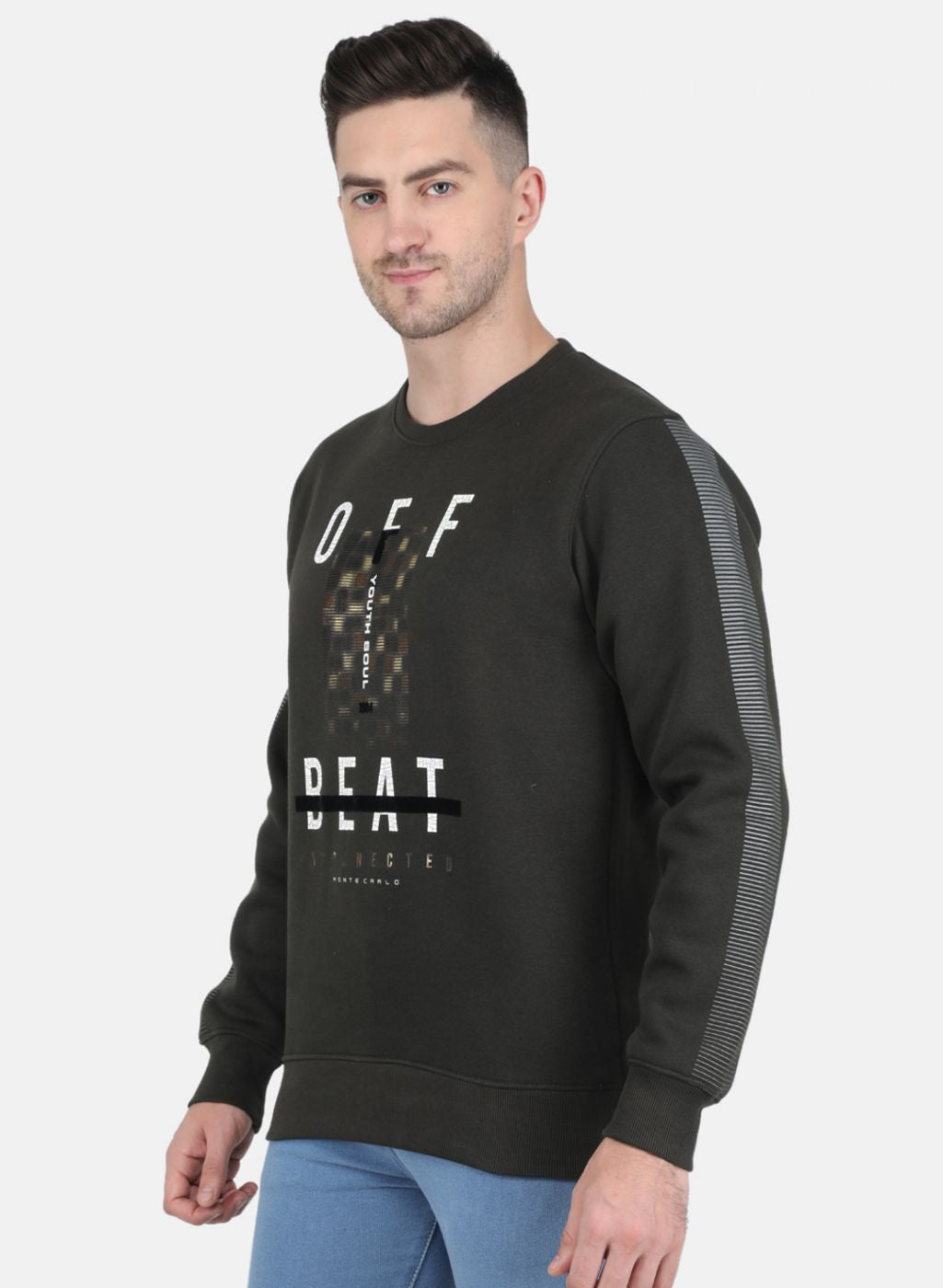 Men Olive Printed Sweatshirt