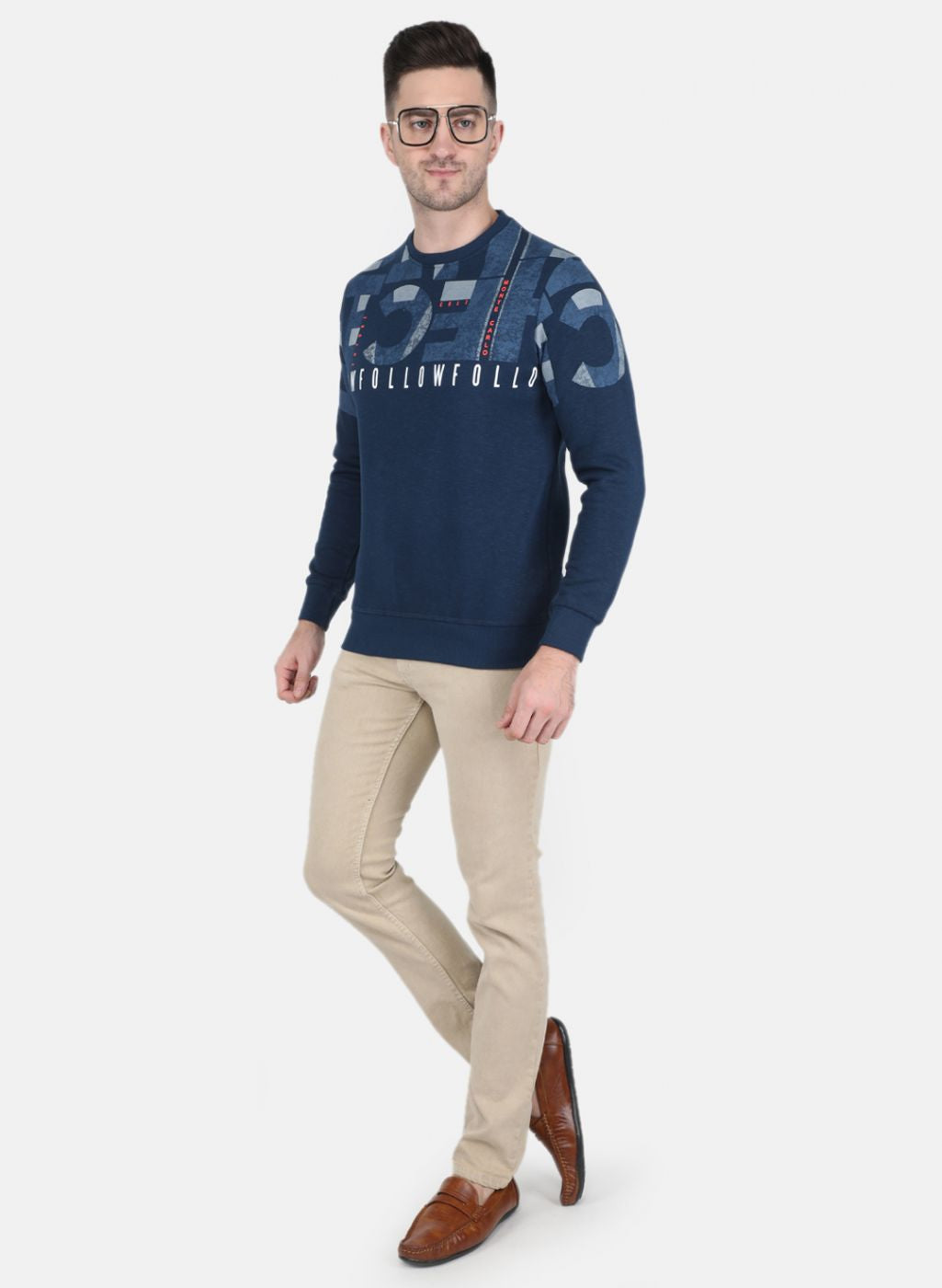 Men Blue Printed Sweatshirt