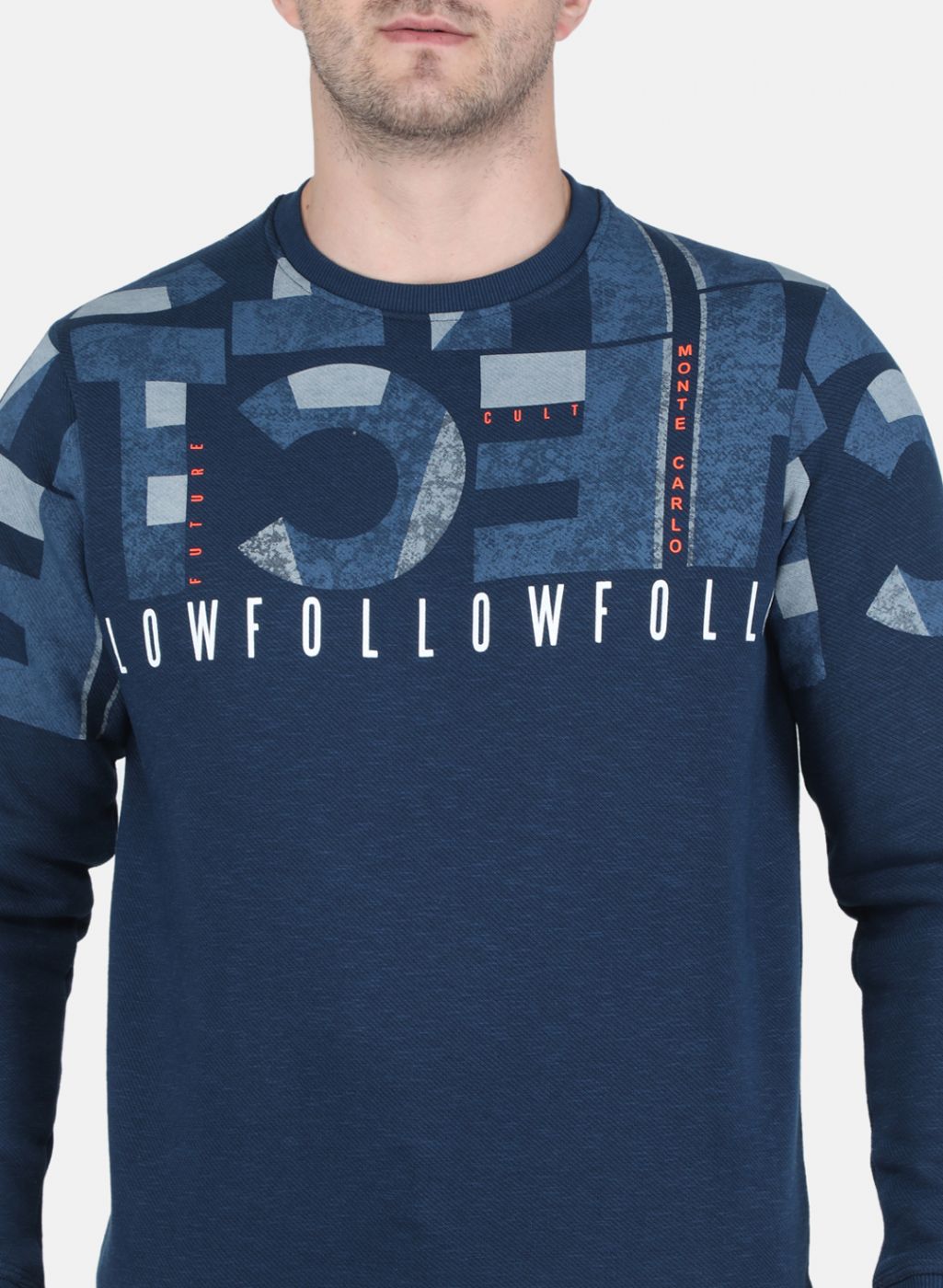 Men Blue Printed Sweatshirt