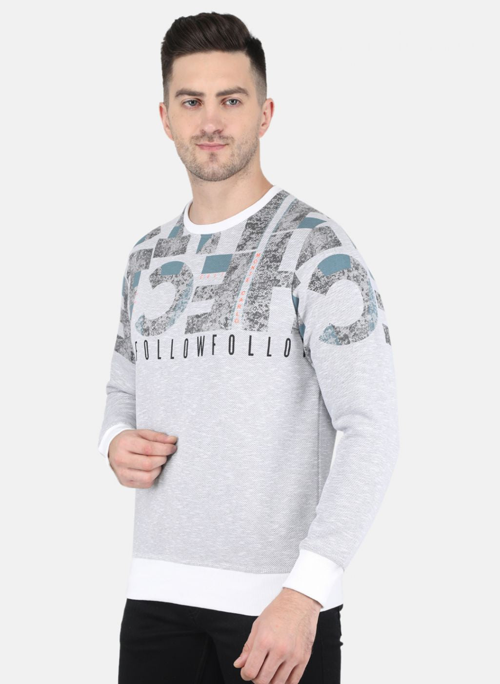 Men Grey Printed Sweatshirt