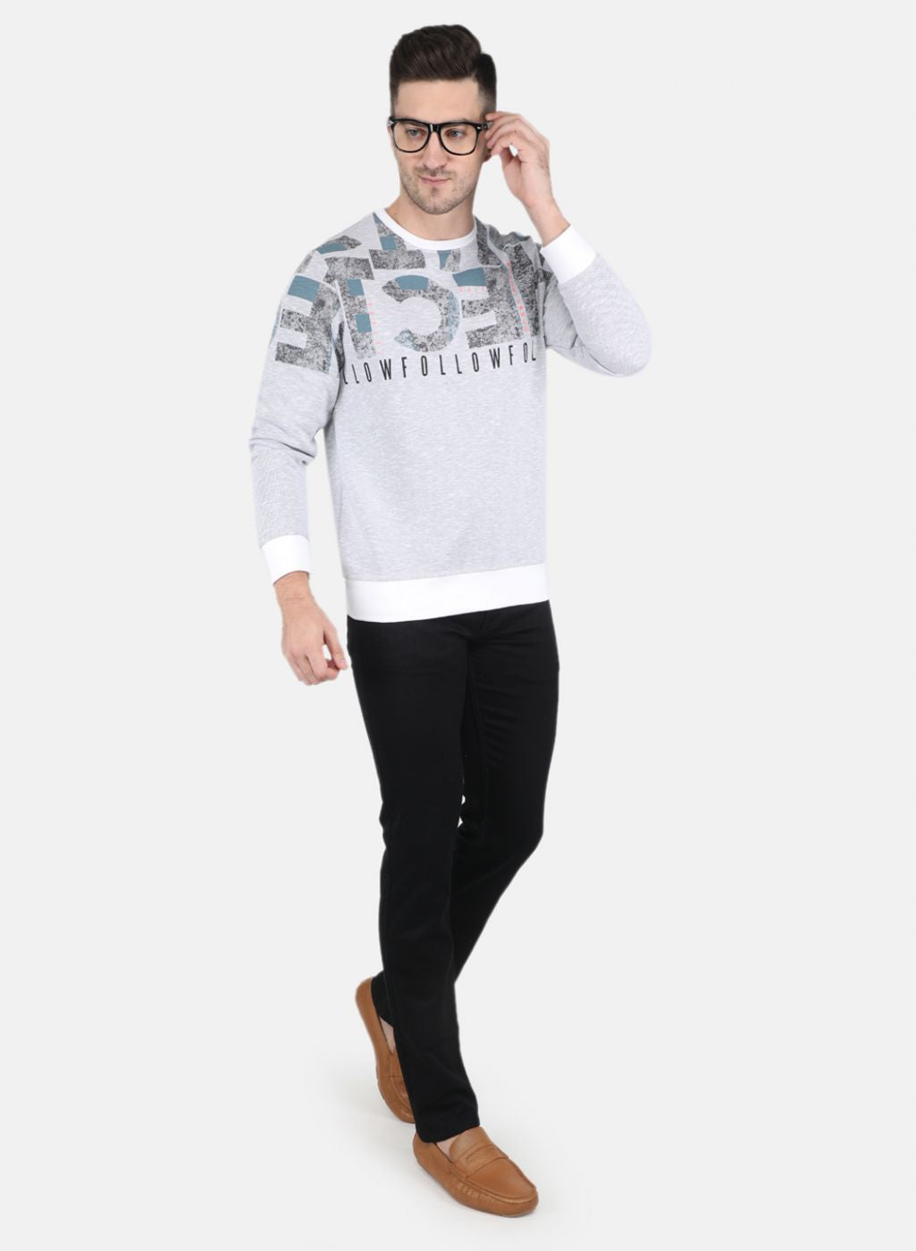 Men Grey Printed Sweatshirt