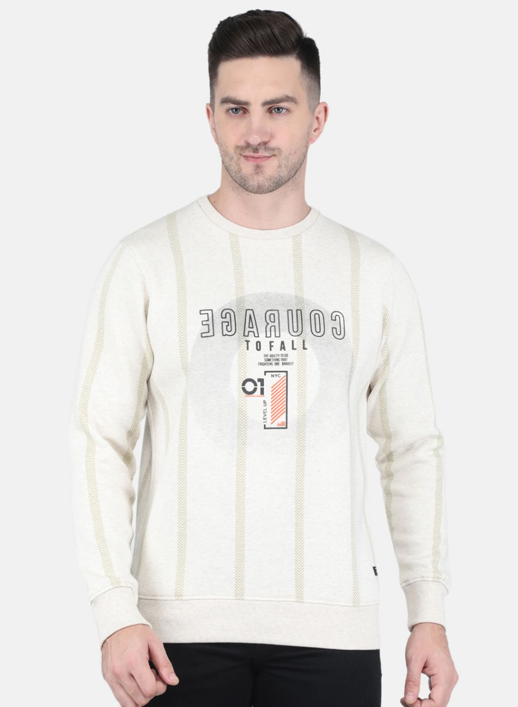 Men Beige Printed Sweatshirt