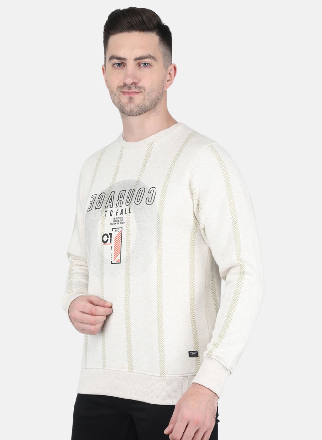 Men Beige Printed Sweatshirt