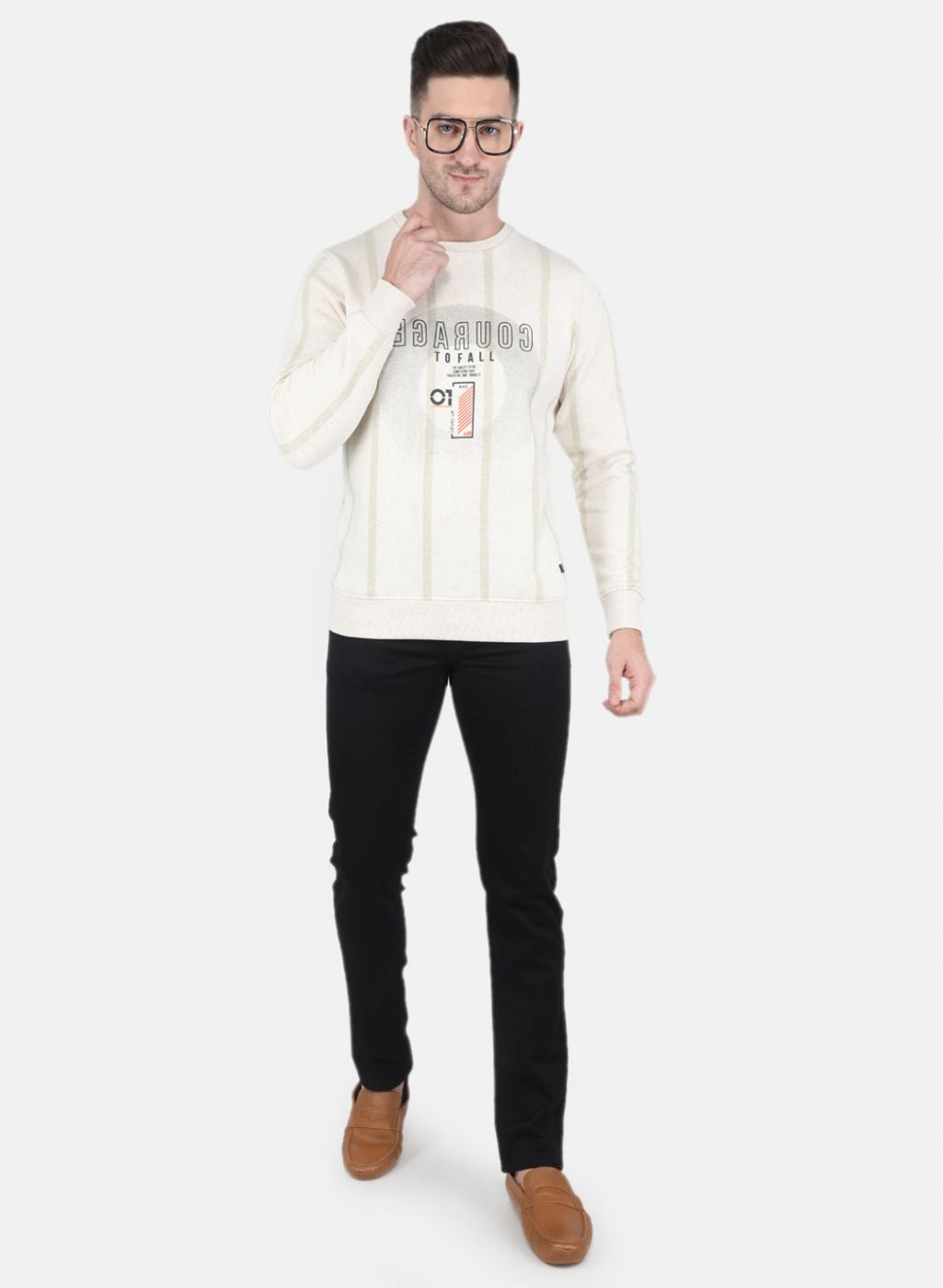 Men Beige Printed Sweatshirt