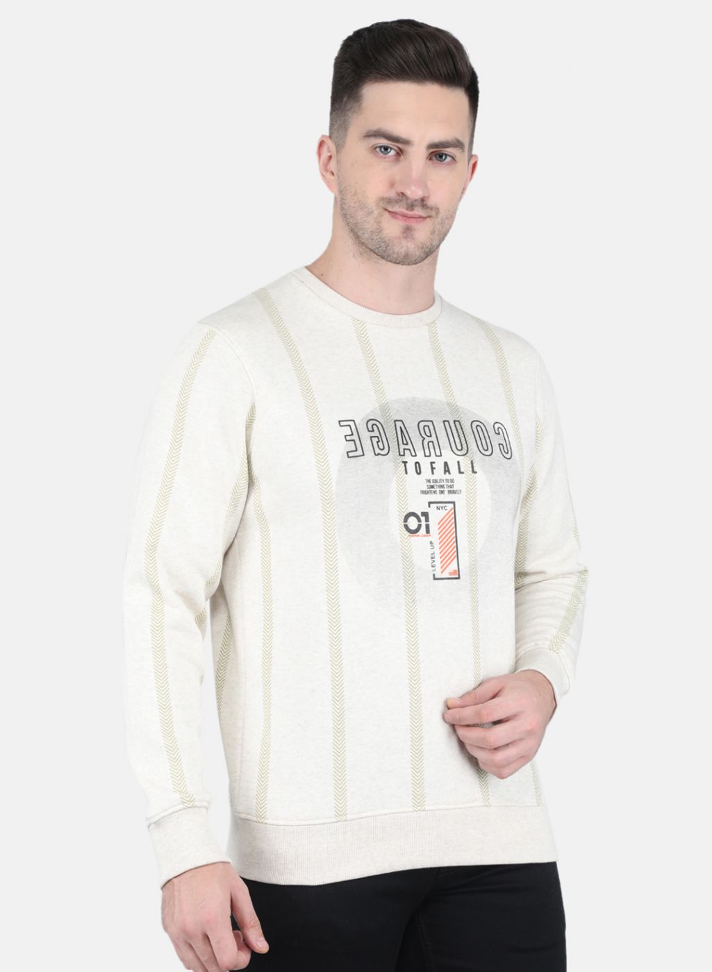 Men Beige Printed Sweatshirt