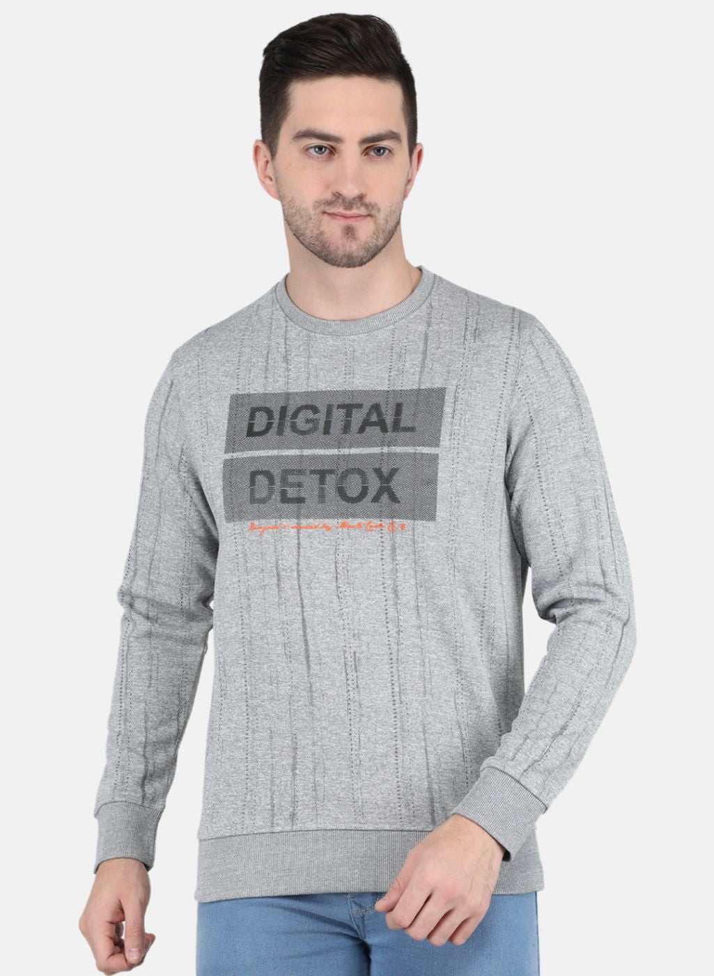 Men Grey Printed Sweatshirt