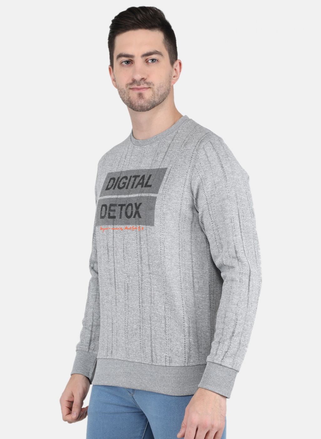 Men Grey Printed Sweatshirt