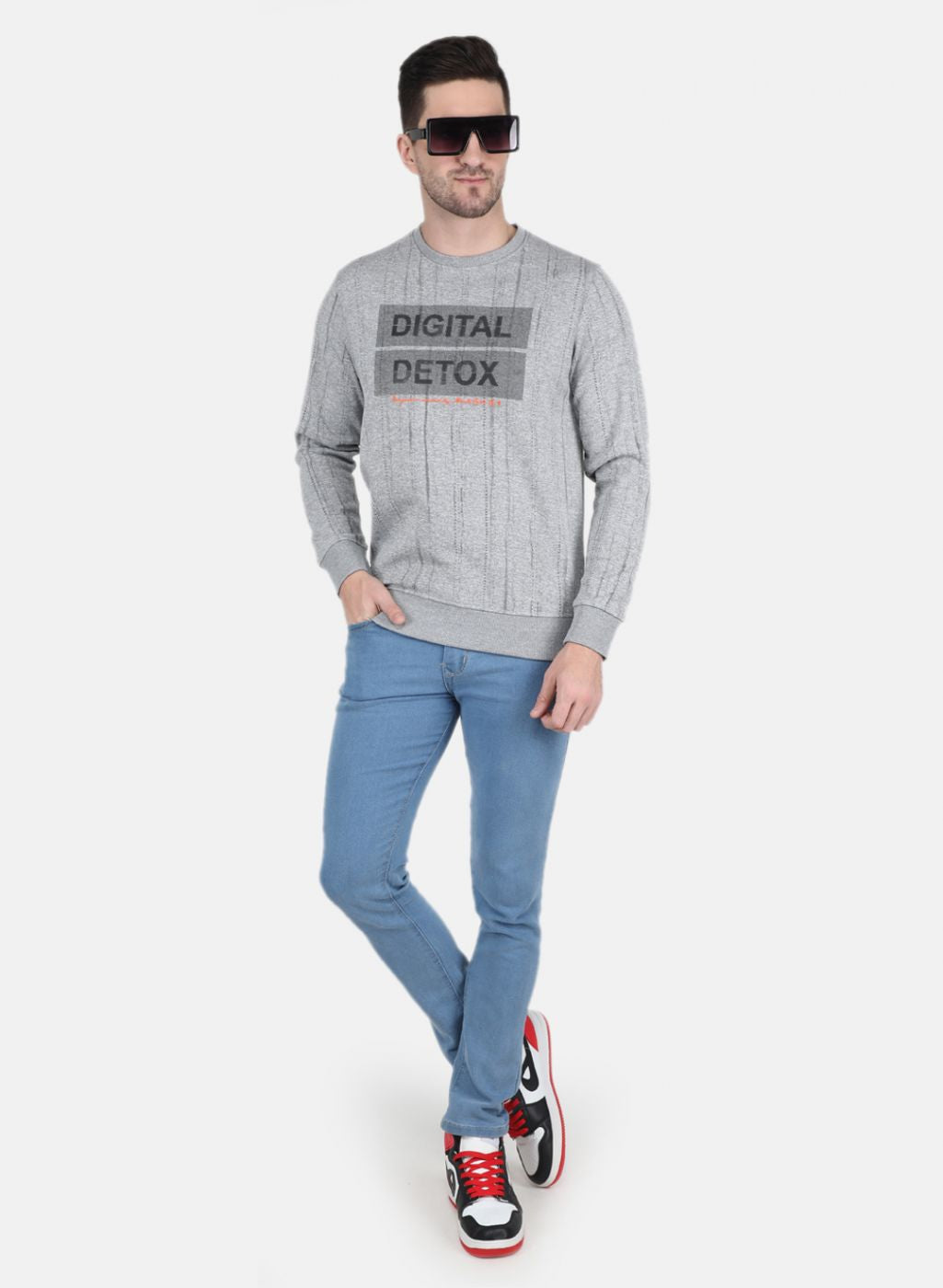 Men Grey Printed Sweatshirt