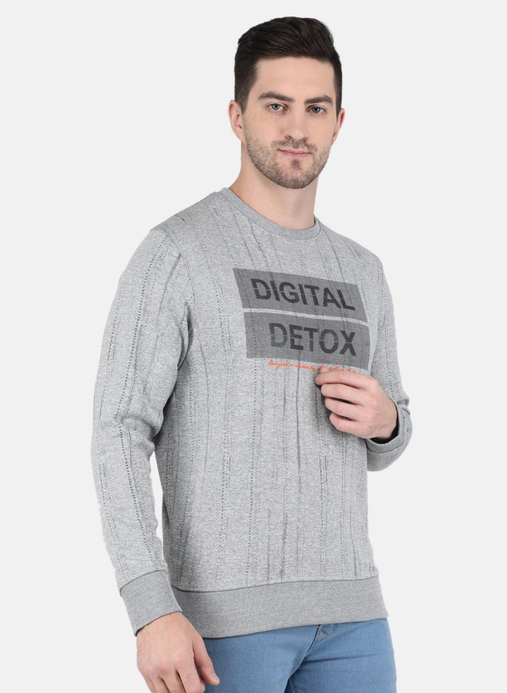 Men Grey Printed Sweatshirt
