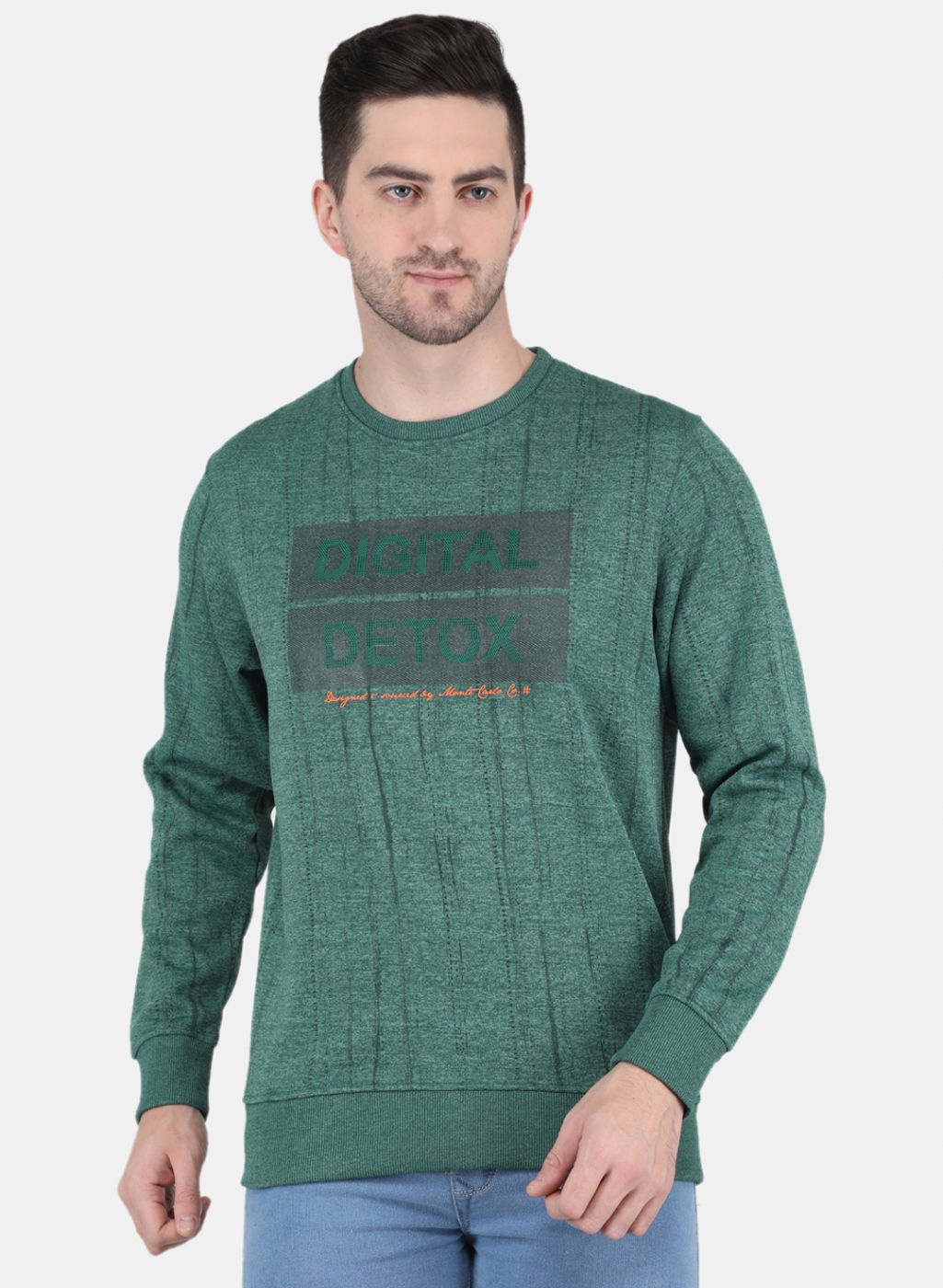Men Green Printed Sweatshirt
