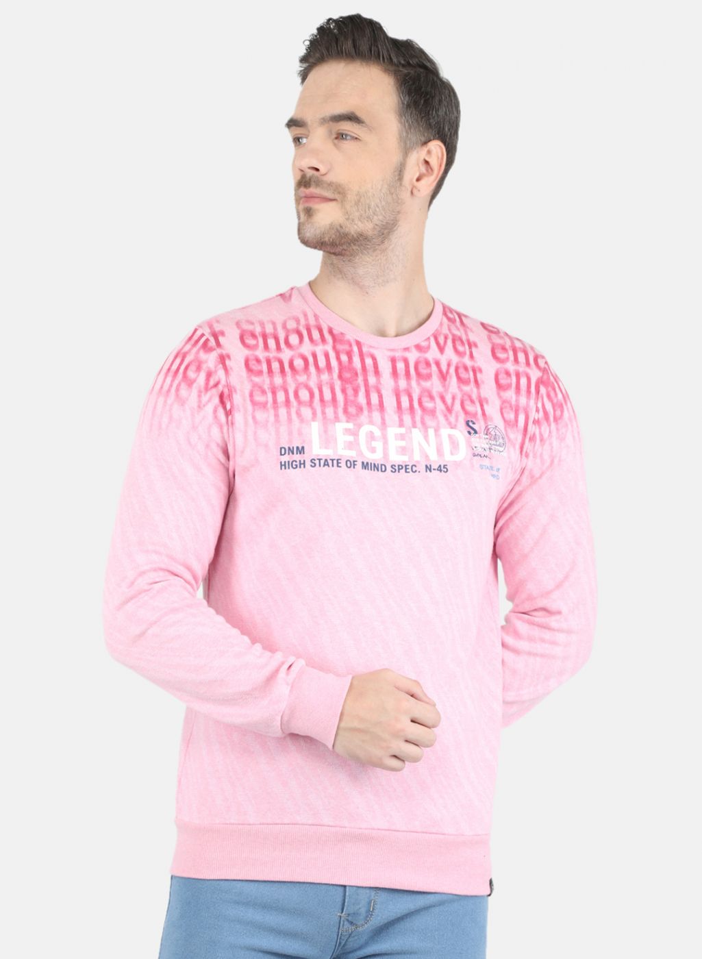 Men Pink Jaquard Sweatshirt