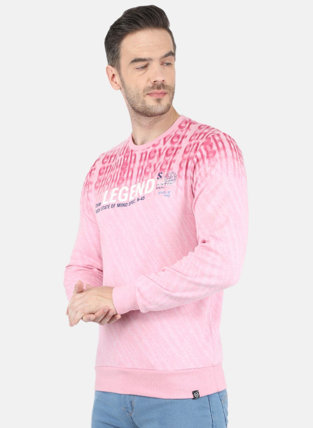 Men Pink Jaquard Sweatshirt