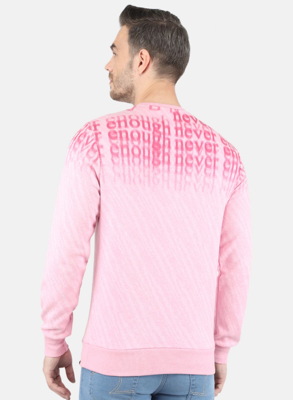 Men Pink Jaquard Sweatshirt