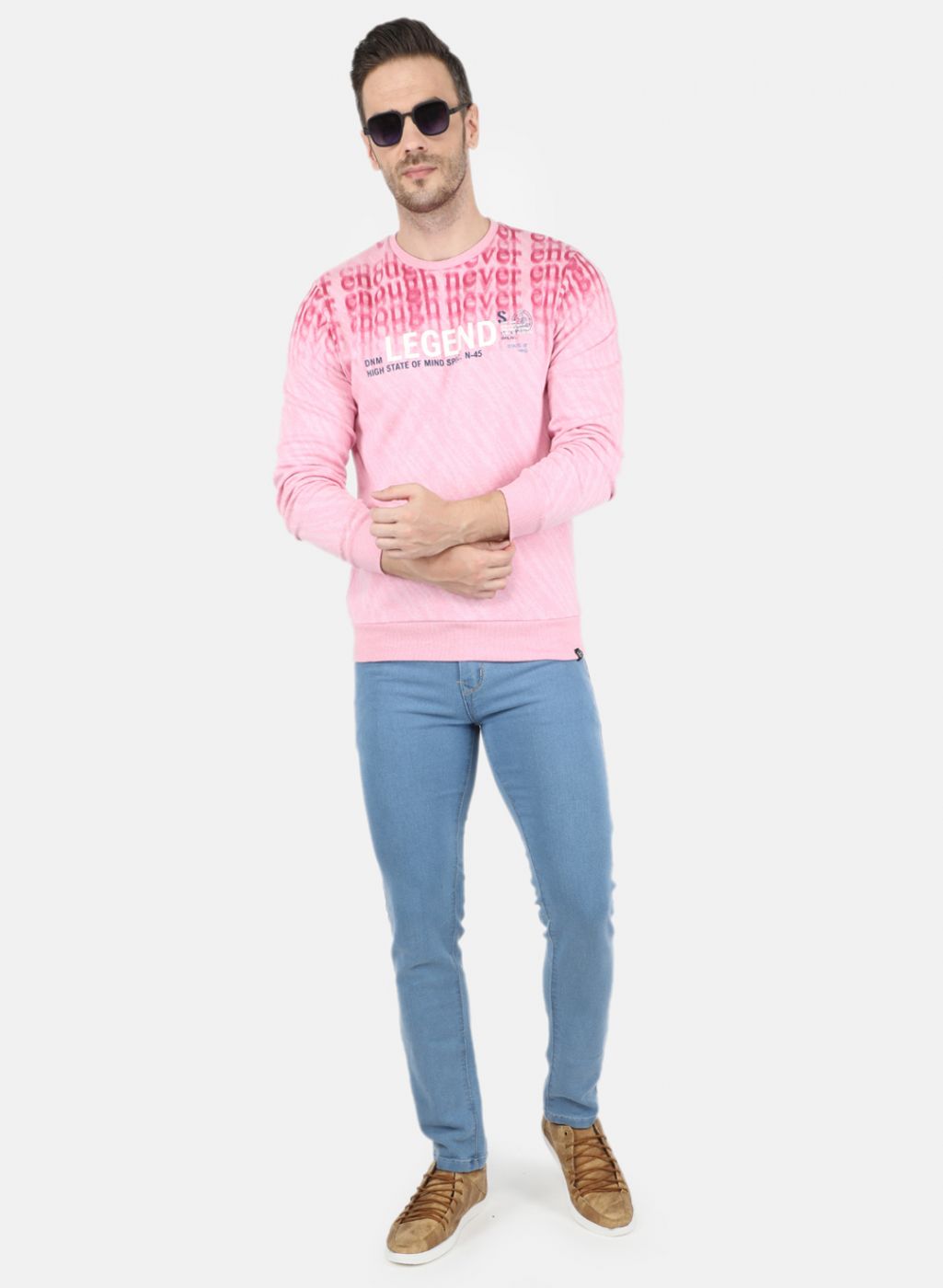 Men Pink Jaquard Sweatshirt