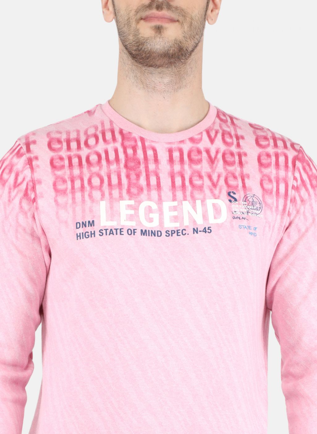 Men Pink Jaquard Sweatshirt
