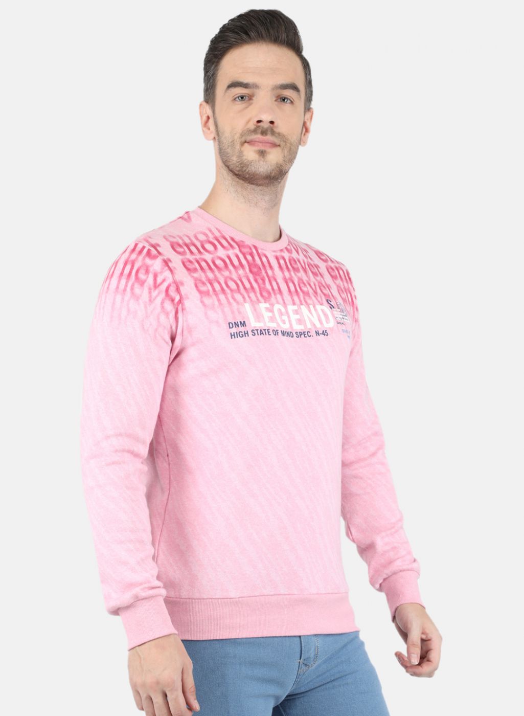 Men Pink Jaquard Sweatshirt