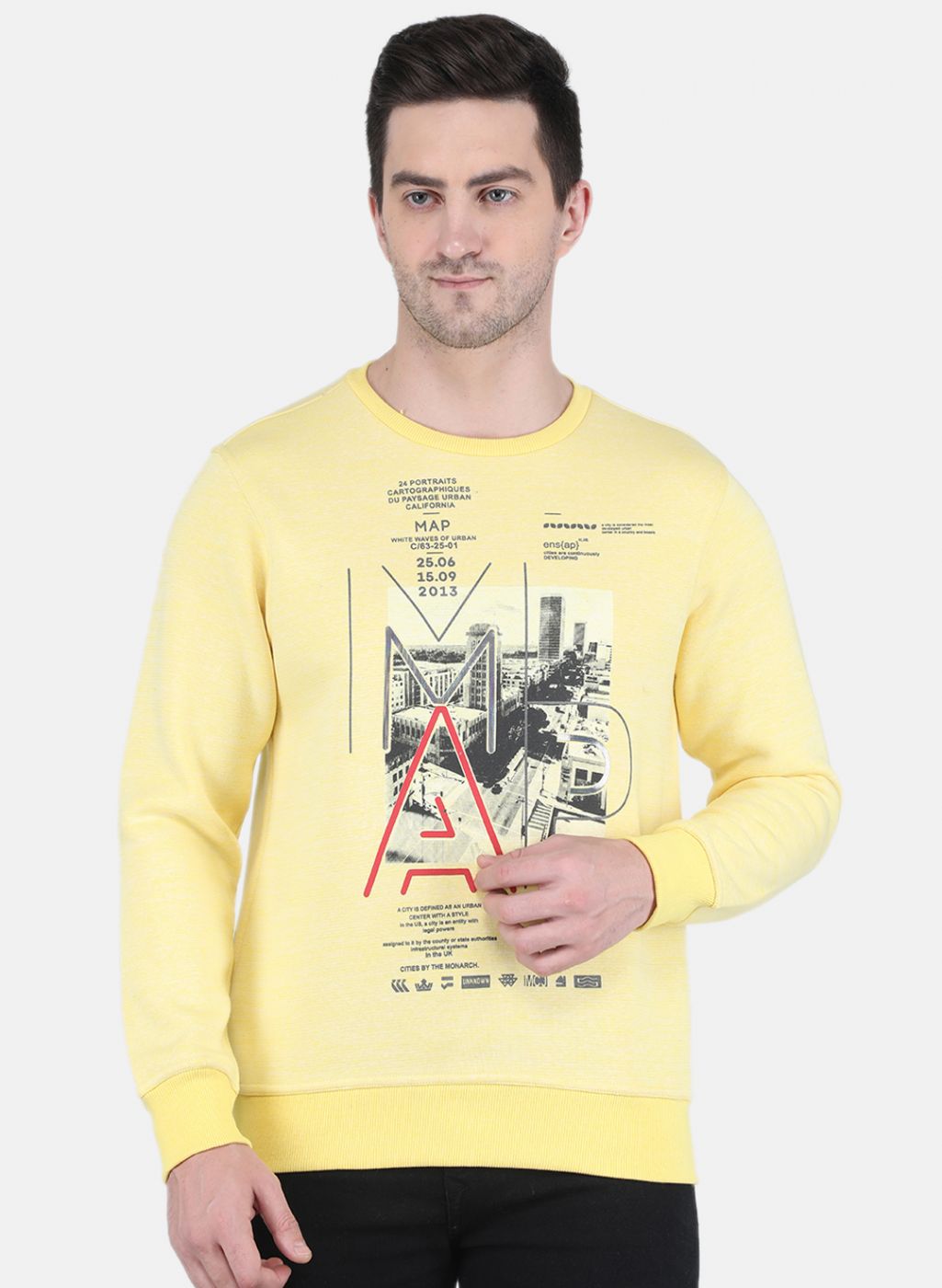 Men Yellow Jaquard Sweatshirt