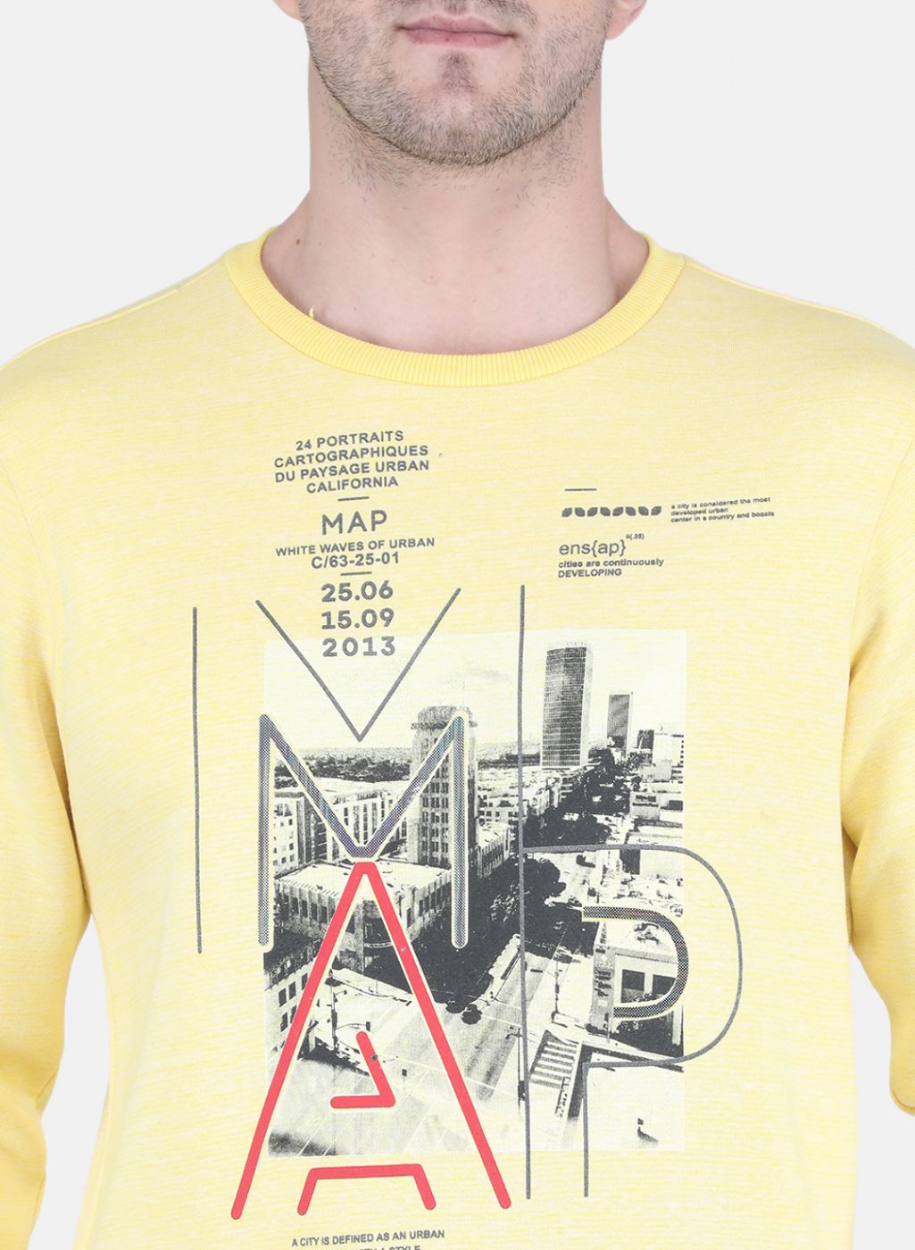Men Yellow Jaquard Sweatshirt