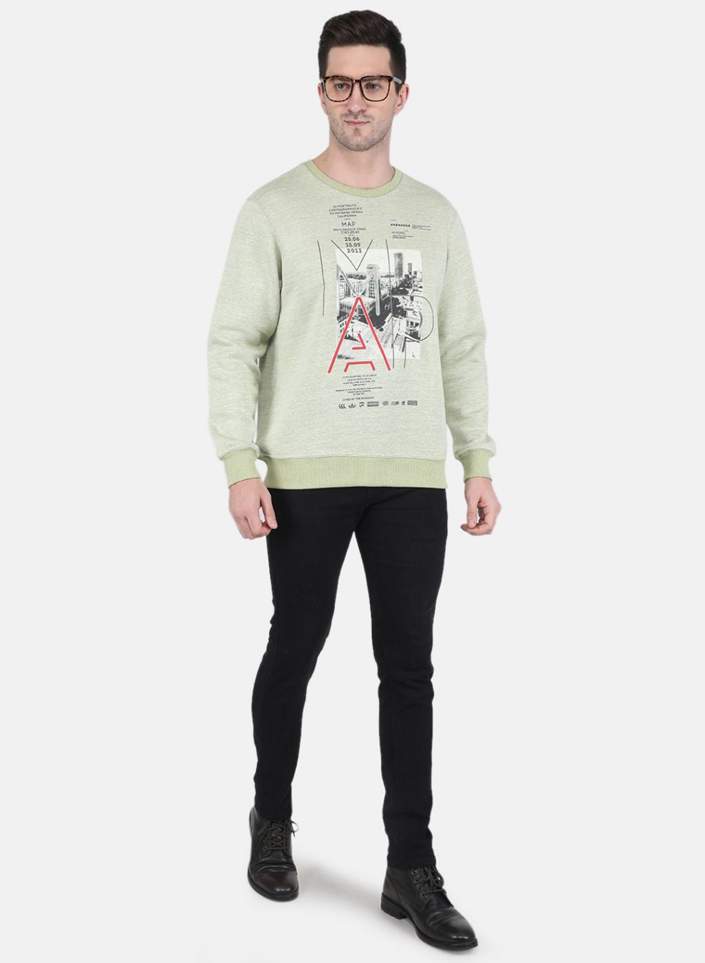 Men Green Jaquard Sweatshirt