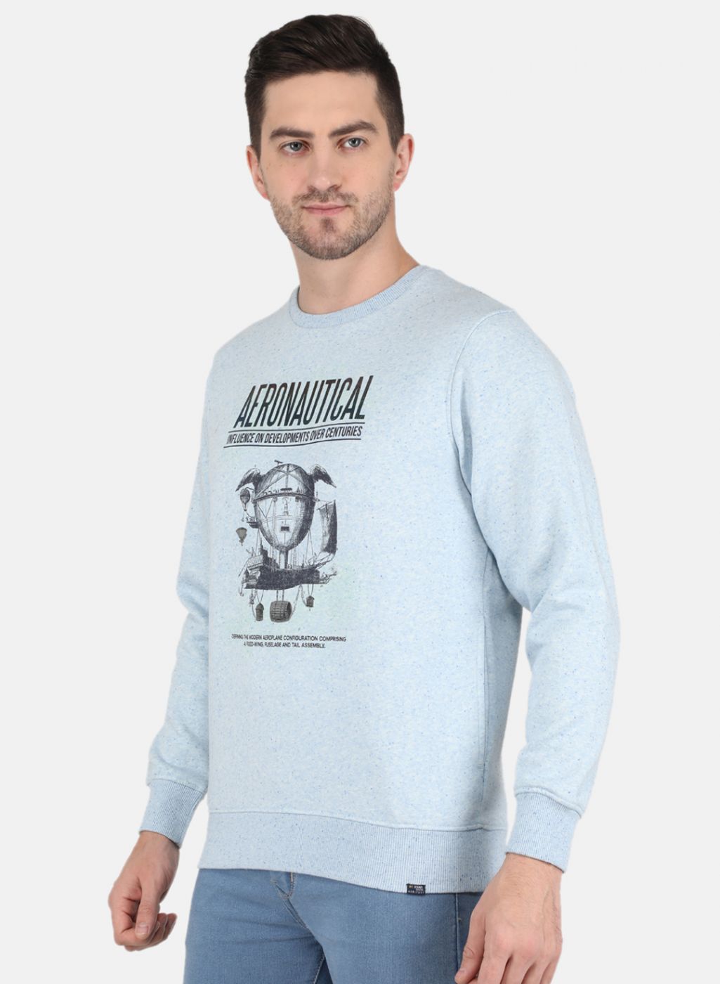 Men Sky Blue Jaquard Sweatshirt