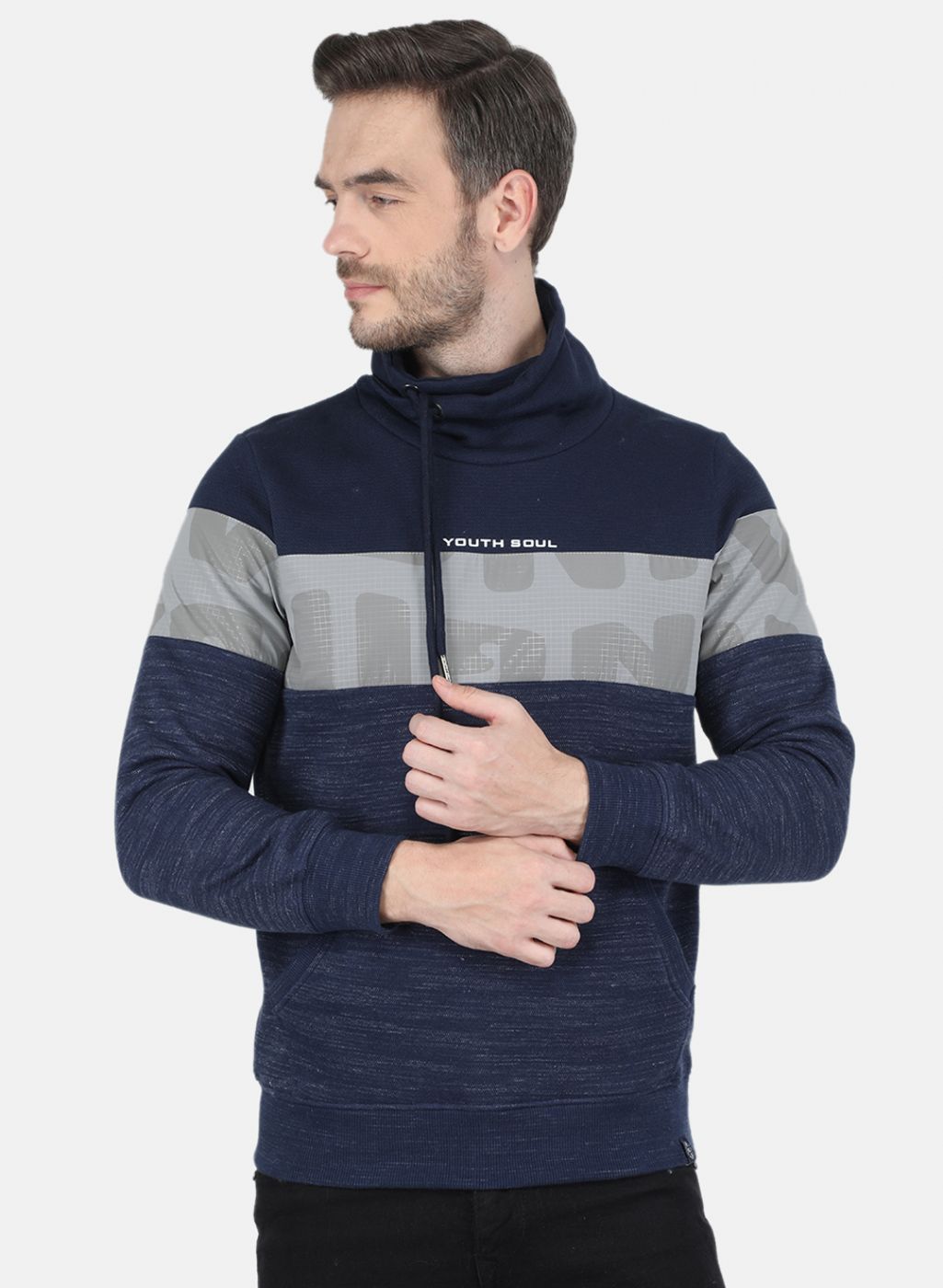 Men Blue Jaquard Sweatshirt