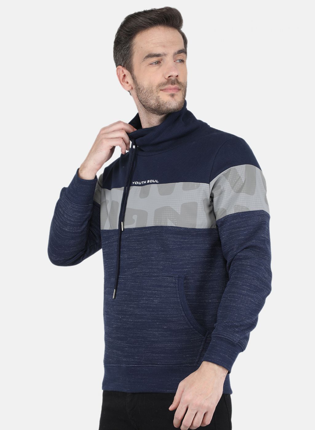 Men Blue Jaquard Sweatshirt