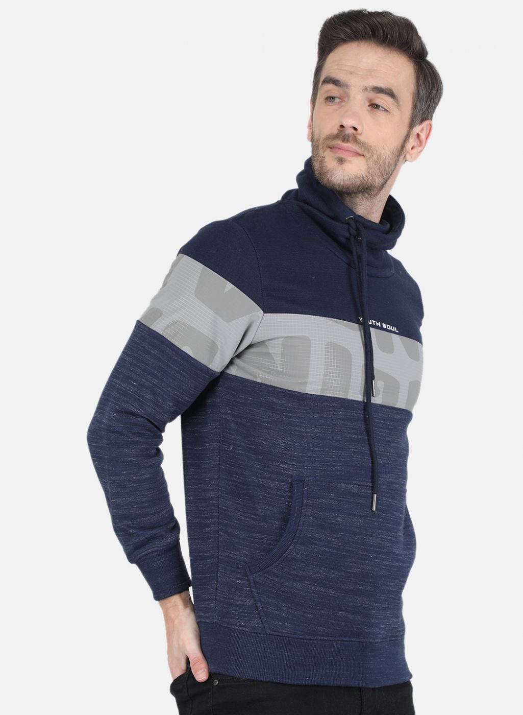 Men Blue Jaquard Sweatshirt