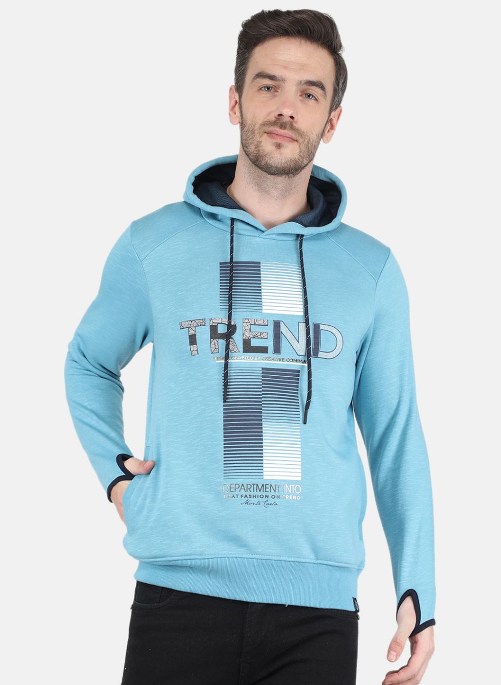 Men Blue Printed Sweatshirt