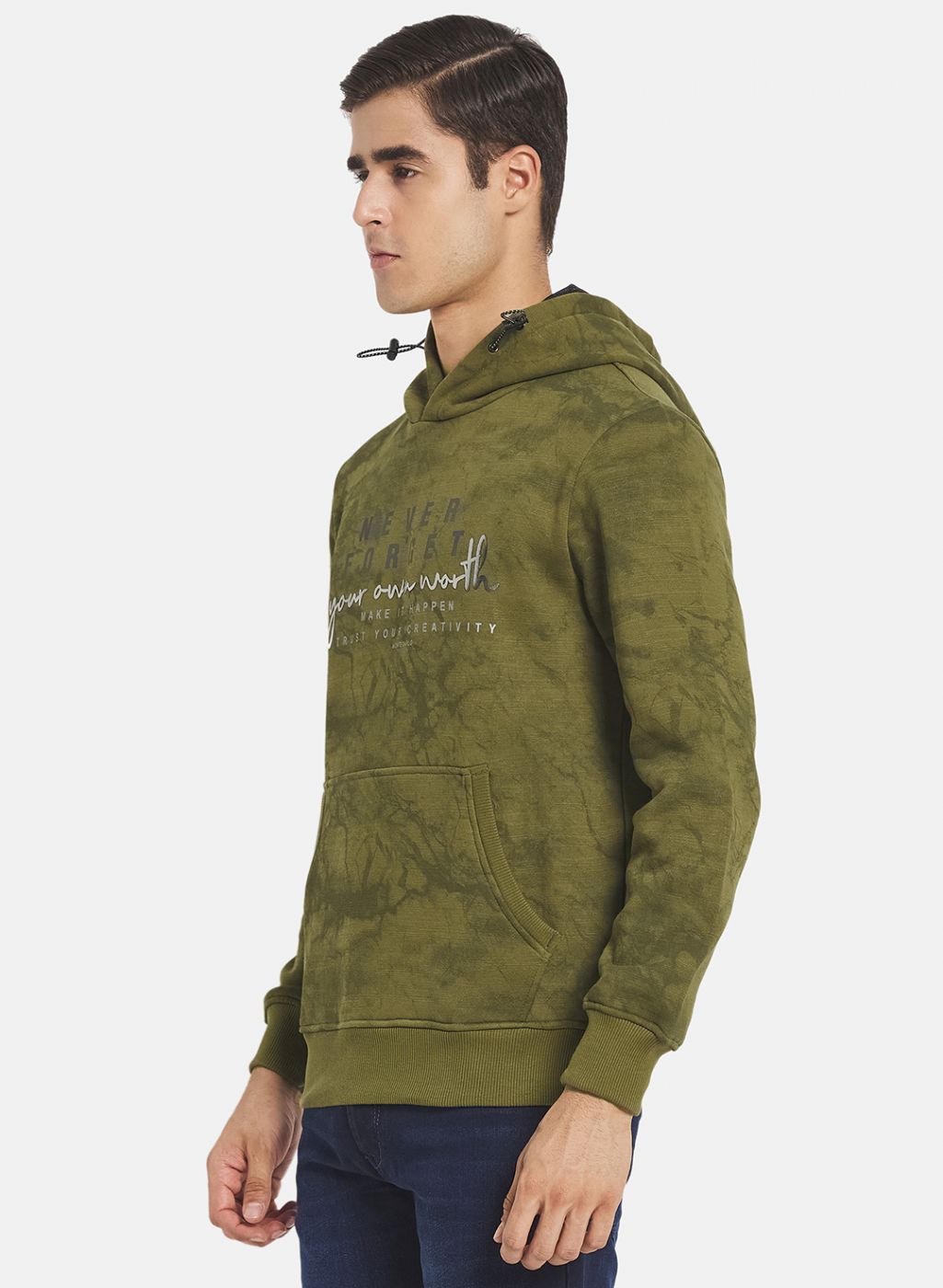Men Green Printed Sweatshirt