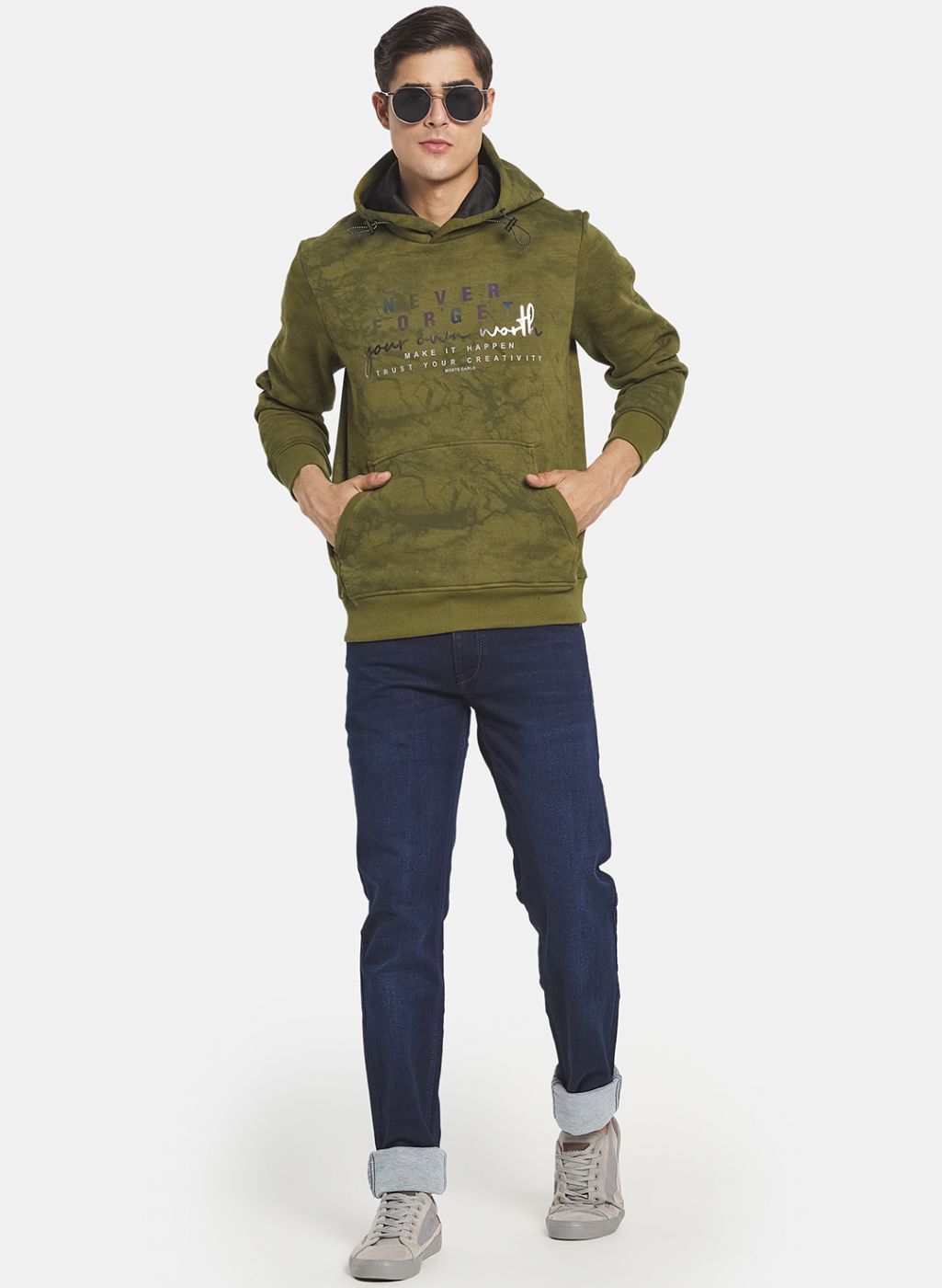 Men Green Printed Sweatshirt