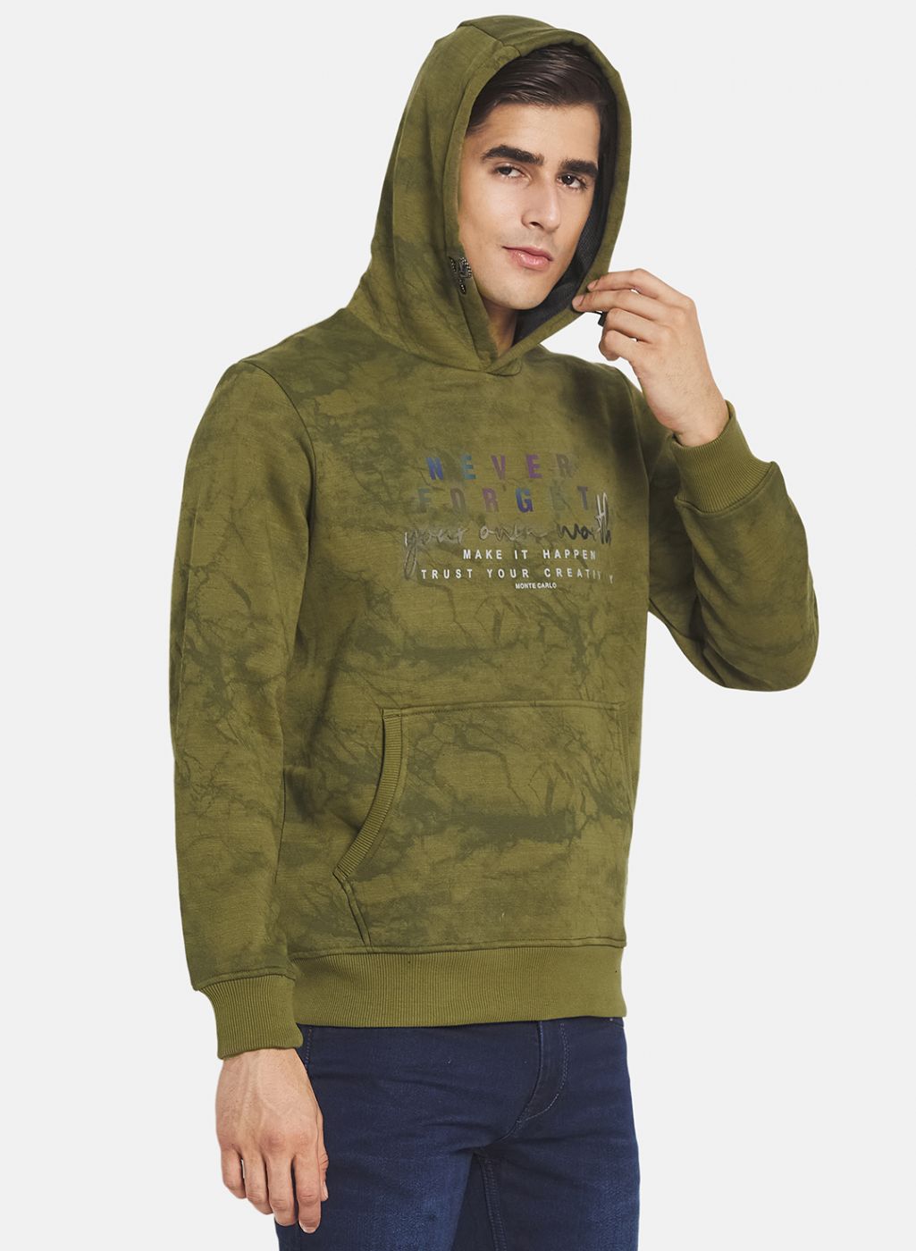 Men Green Printed Sweatshirt