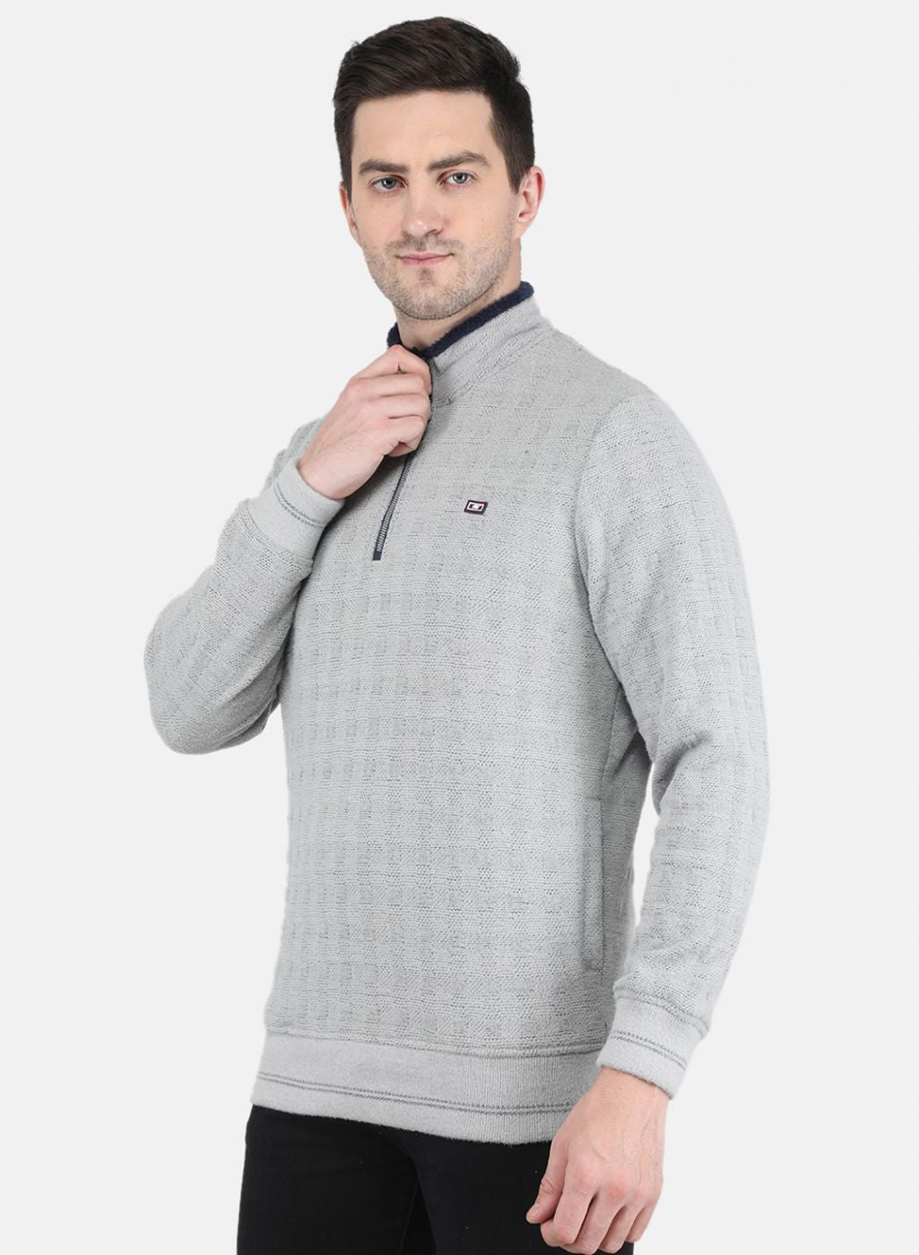 Men Grey Jaquard Sweatshirt