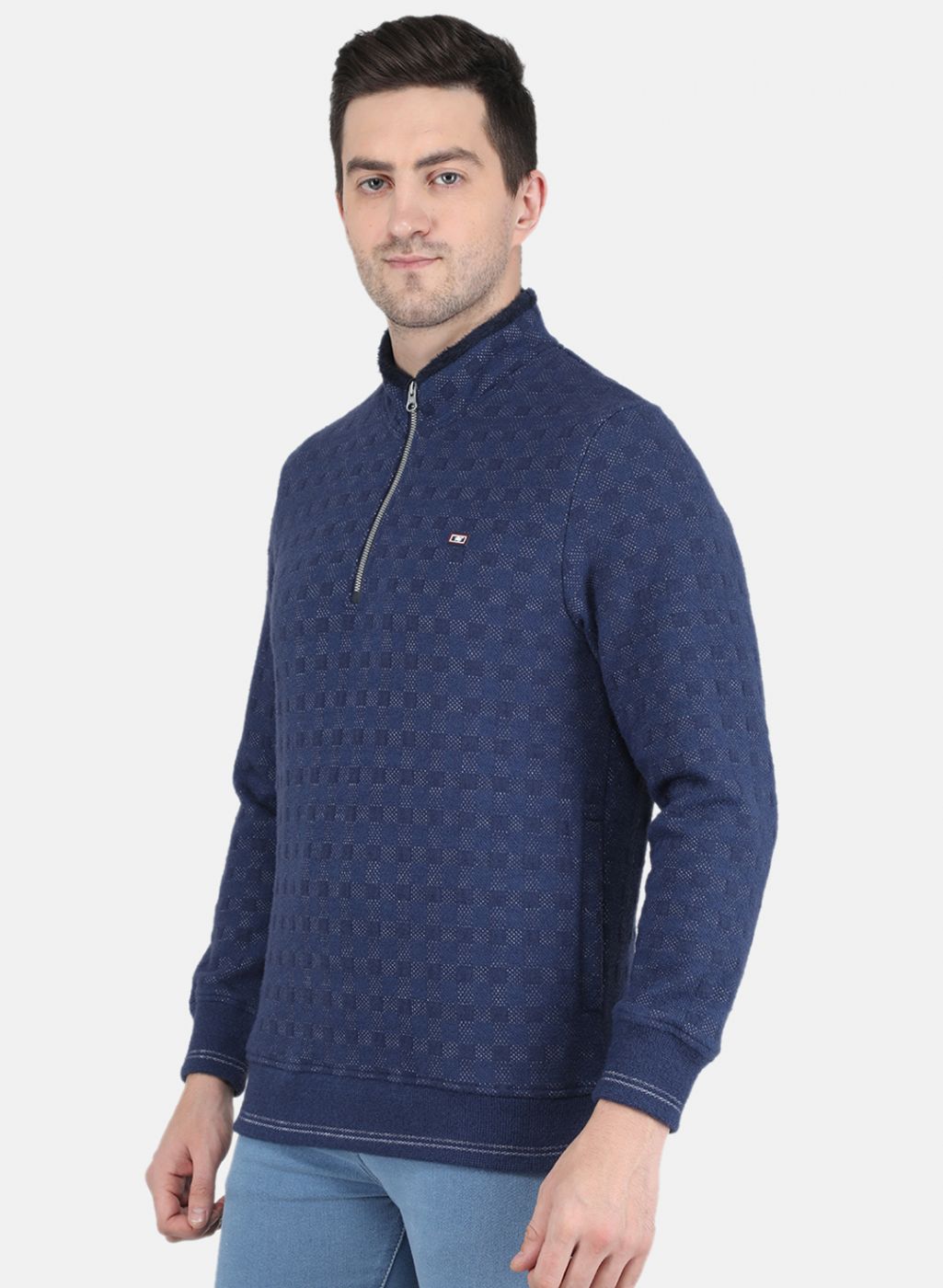 Men Blue Jaquard Sweatshirt