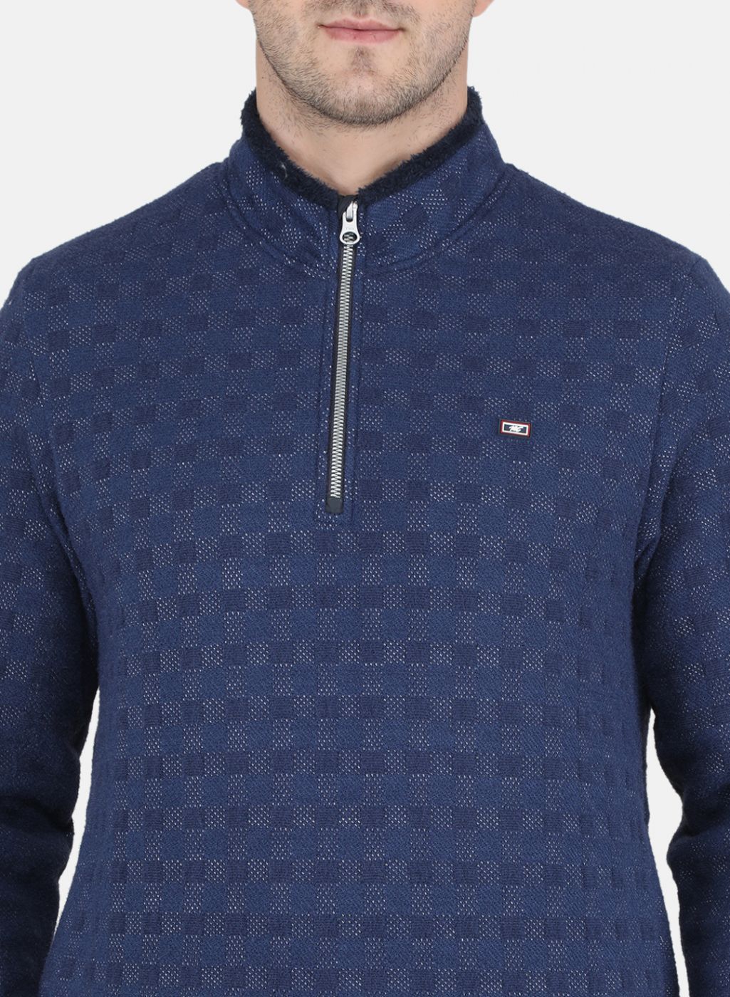 Men Blue Jaquard Sweatshirt