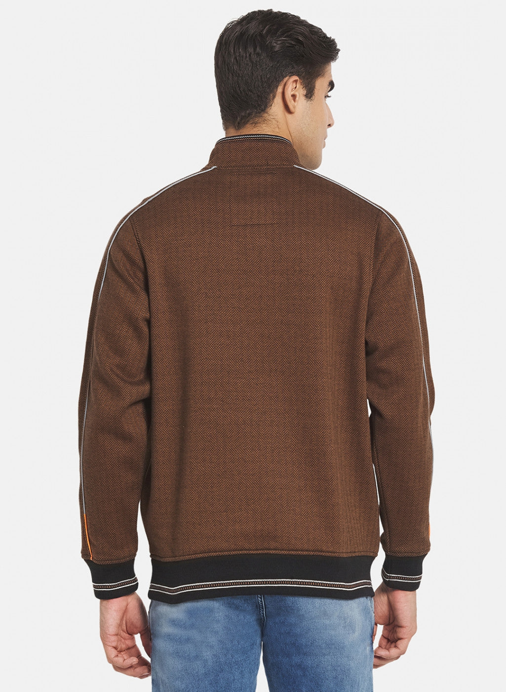 Men Brown Ultra Warm Sweatshirt with Glowing Piping