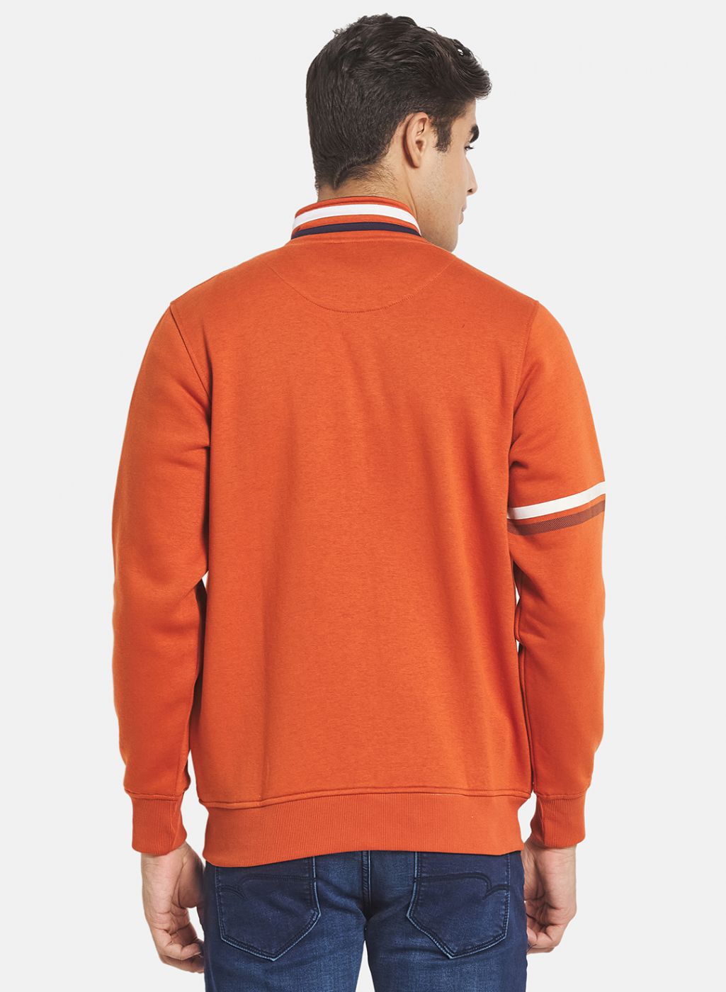 Men Orange Solid Sweatshirt