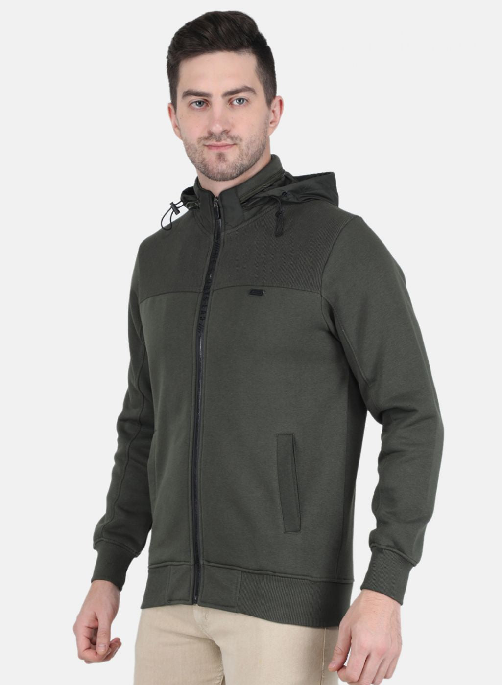 Men Olive Solid Sweatshirt