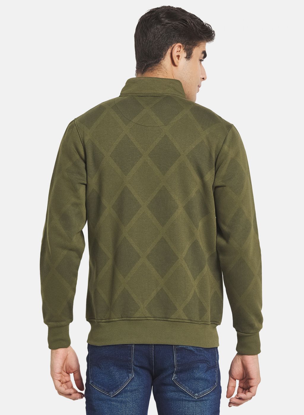 Men Green Self Design Sweatshirt