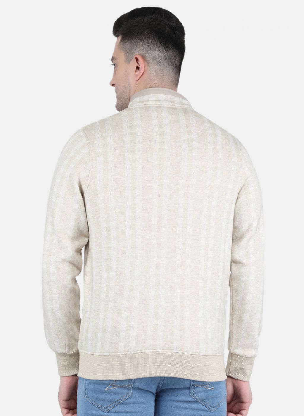 Men Grey Self Design Sweatshirt