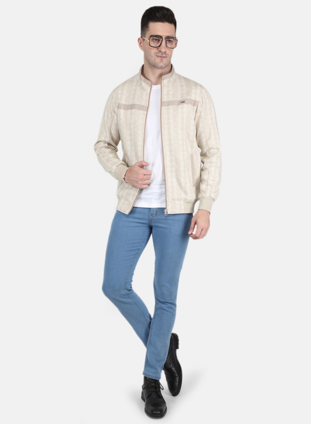 Men Grey Self Design Sweatshirt