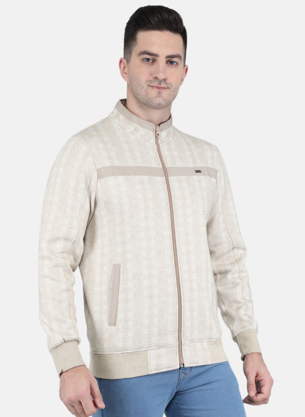 Men Grey Self Design Sweatshirt